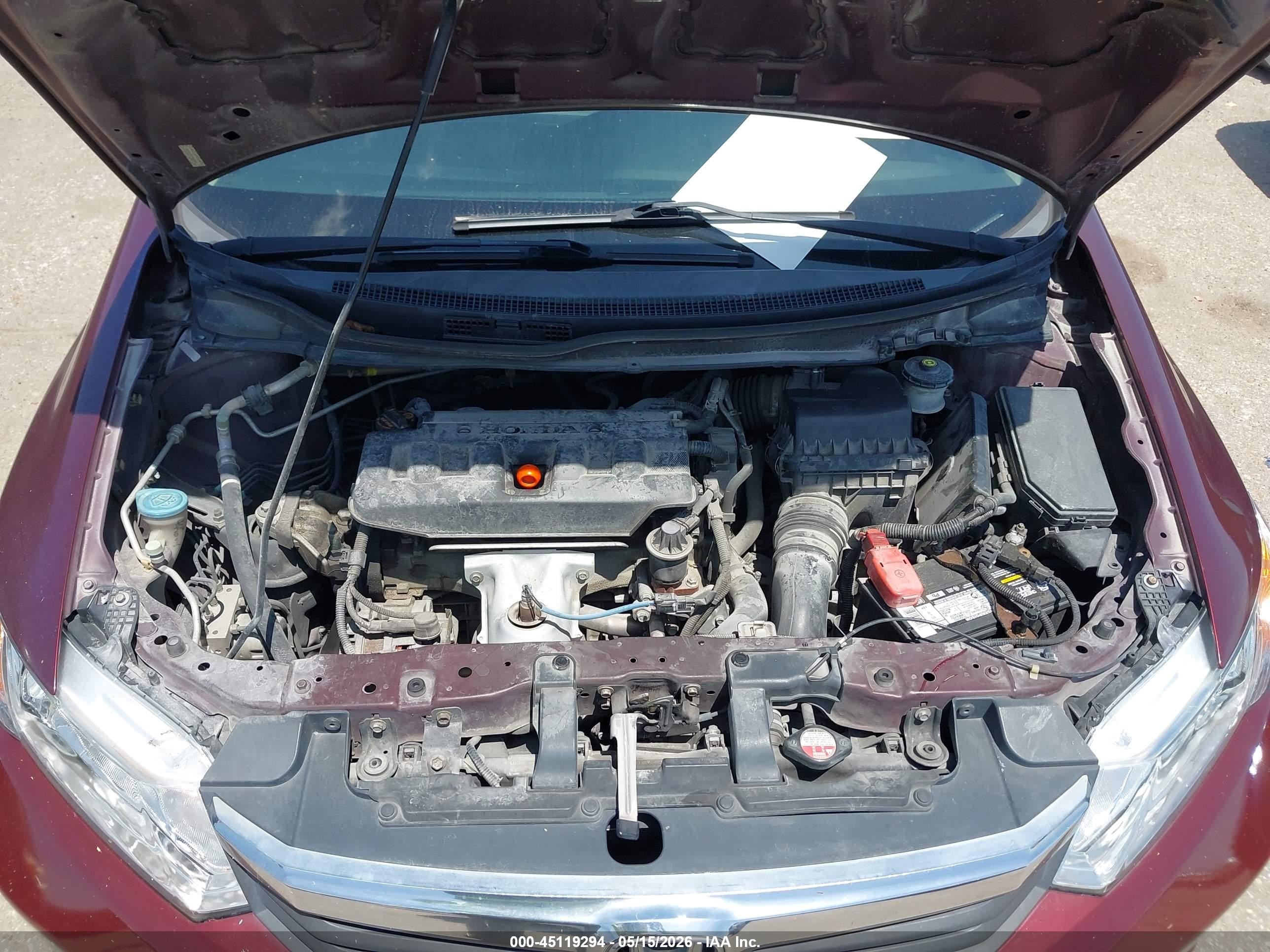 2012 Honda Civic Lx Red vin: 2HGFB2F59CH533341