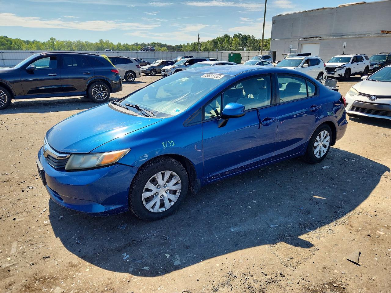 2012 Honda Civic Lx Blue vin: 2HGFB2F59CH540533