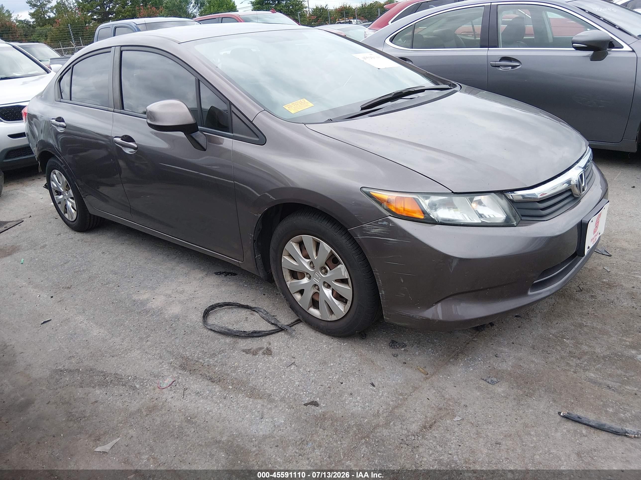 2012 Honda Civic Lx Gray vin: 2HGFB2F59CH549166