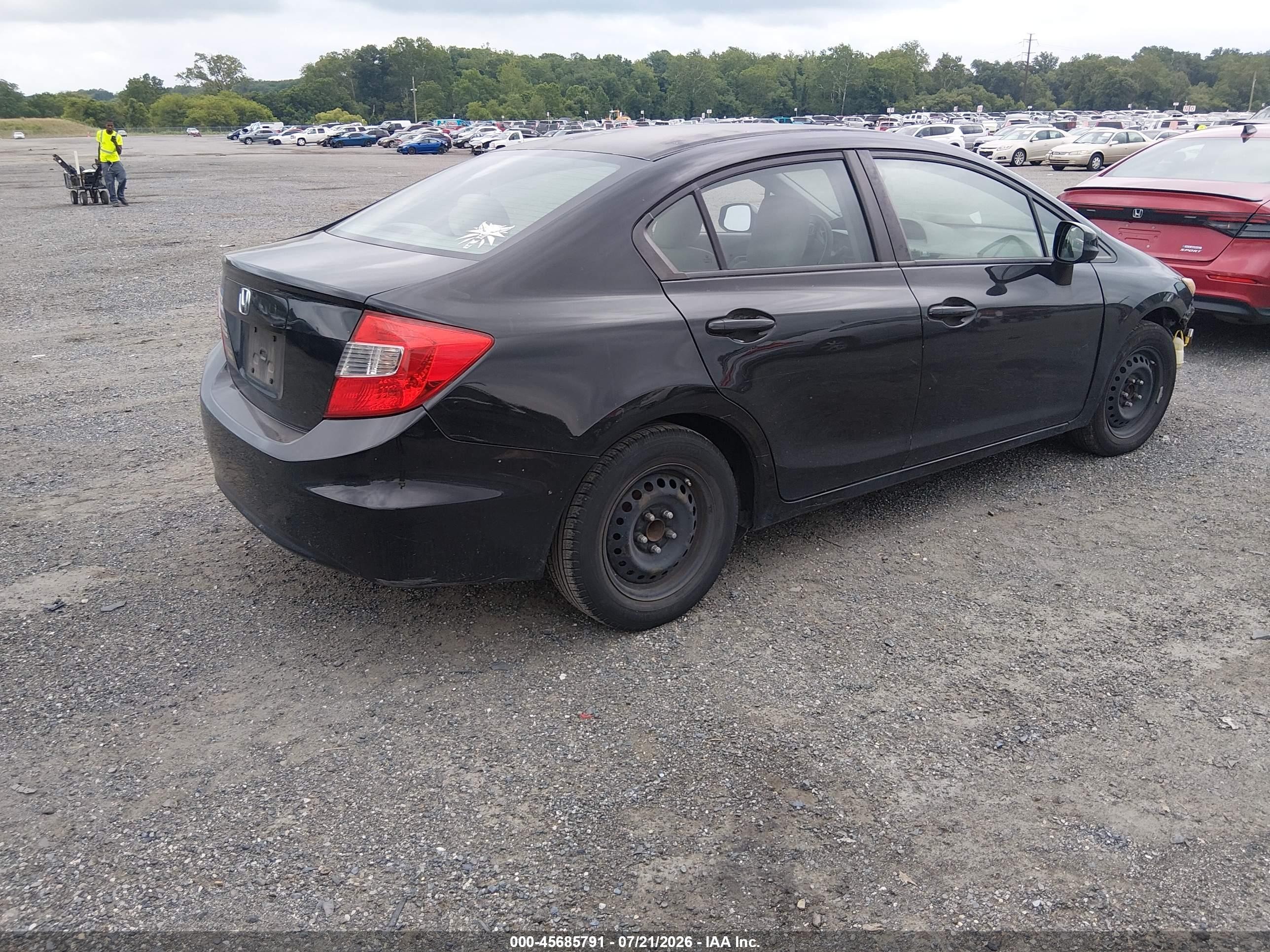 2012 Honda Civic Lx Black vin: 2HGFB2F59CH583317