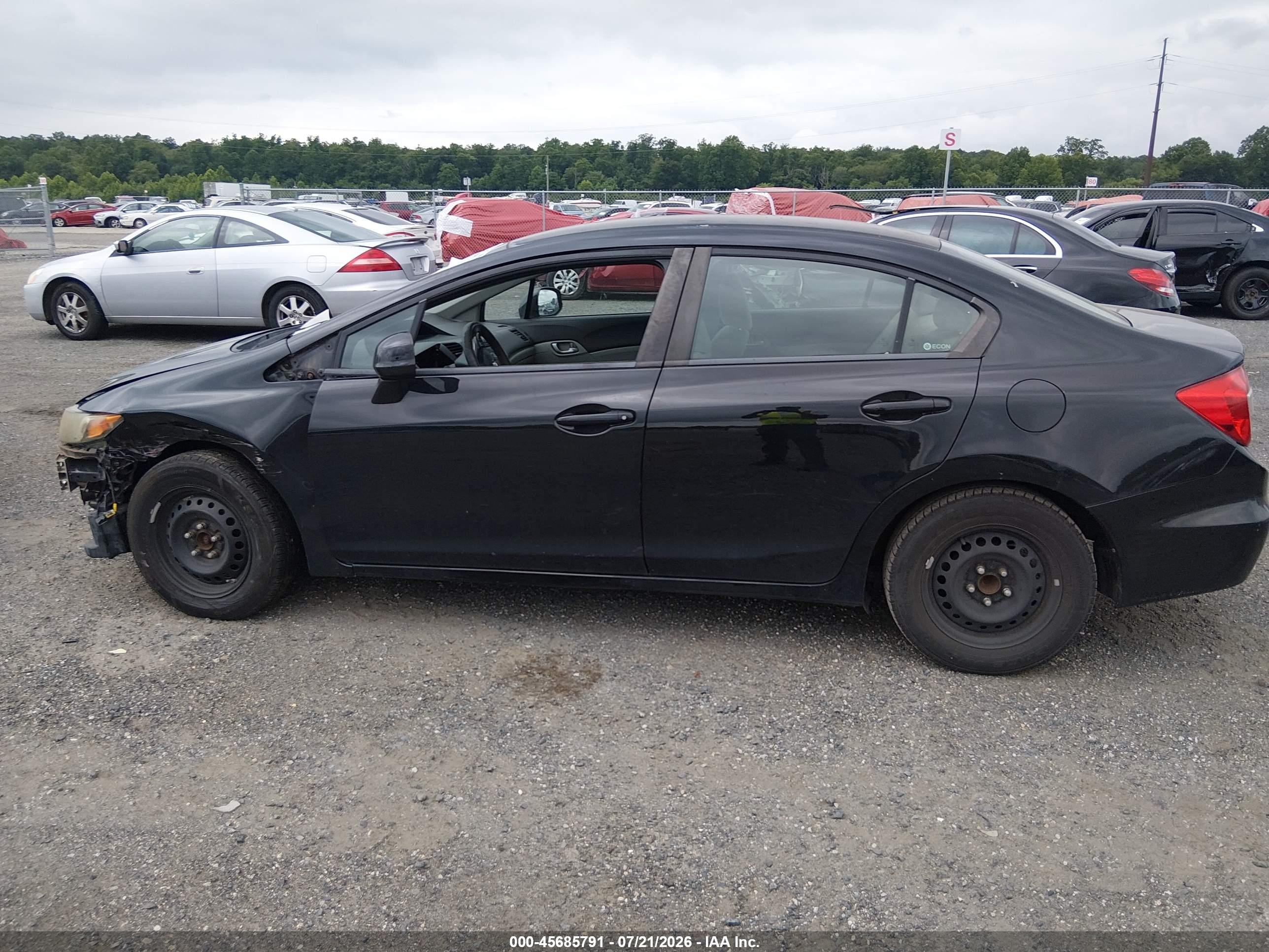 2012 Honda Civic Lx Black vin: 2HGFB2F59CH583317