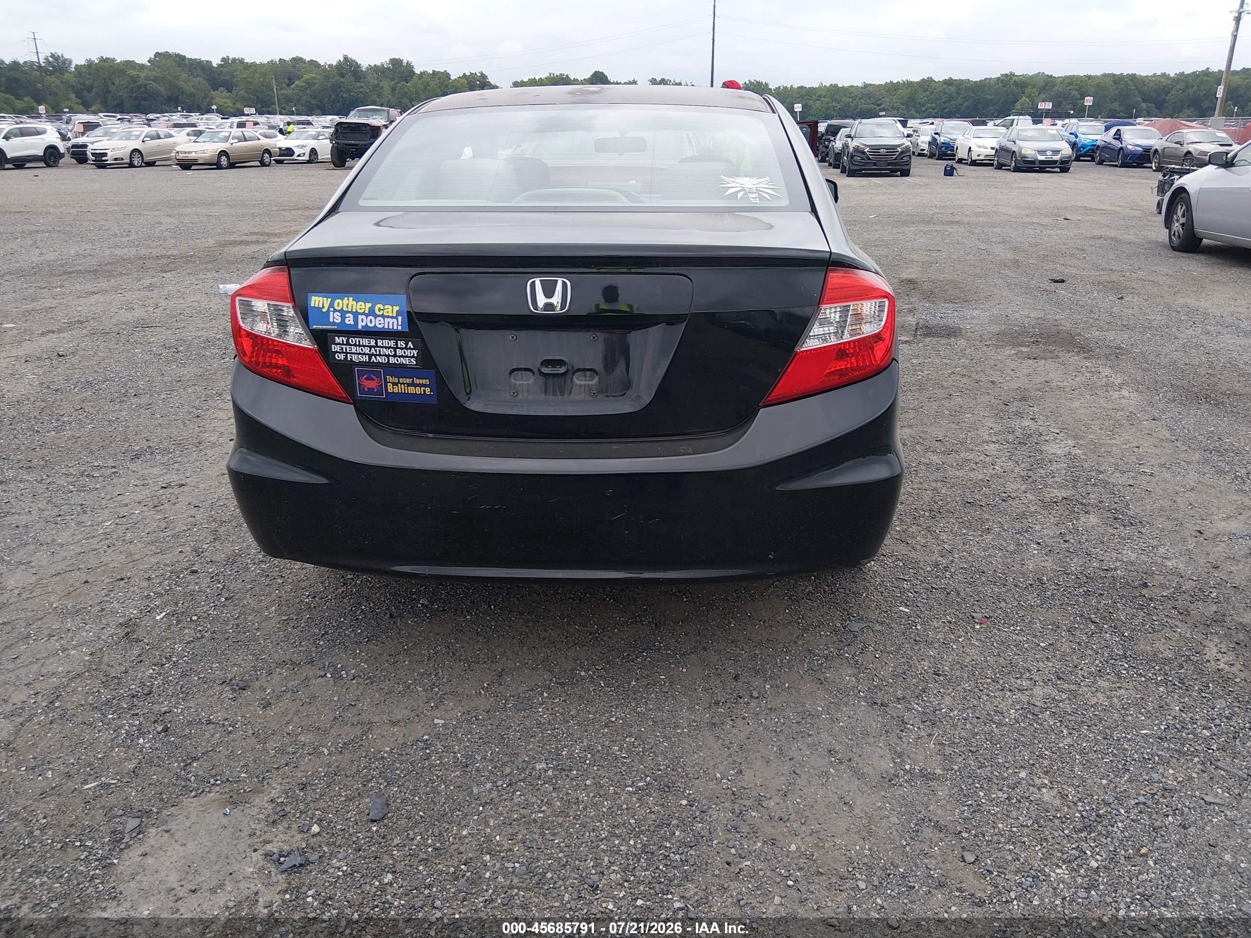 2012 Honda Civic Lx Black vin: 2HGFB2F59CH583317