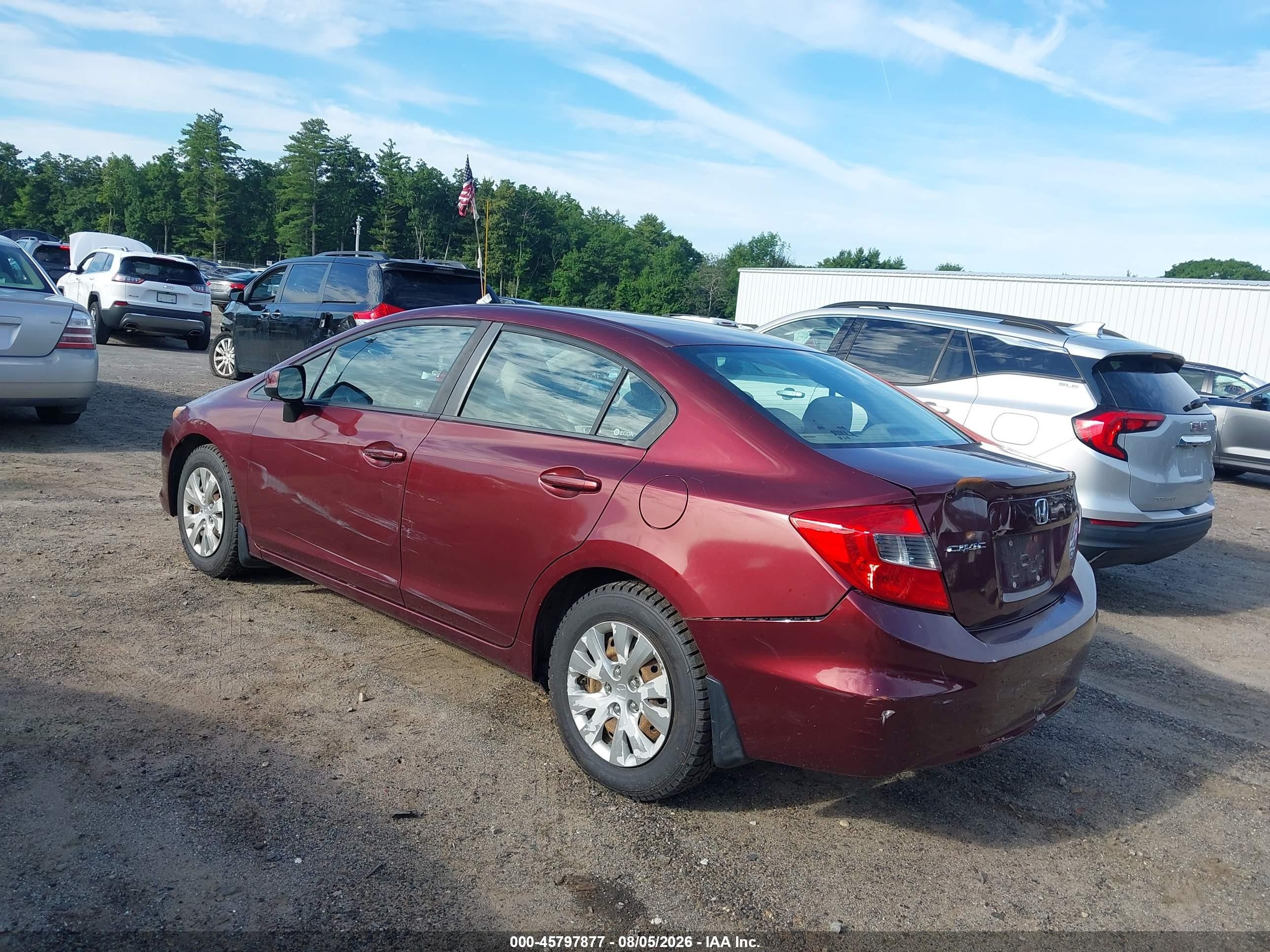 2012 Honda Civic Lx Red vin: 2HGFB2F59CH605798