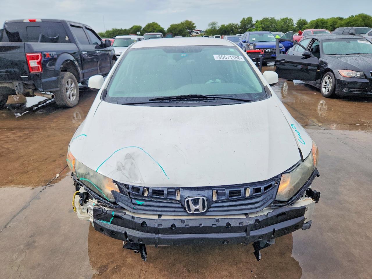 2012 Honda Civic Lx White vin: 2HGFB2F59CH607471