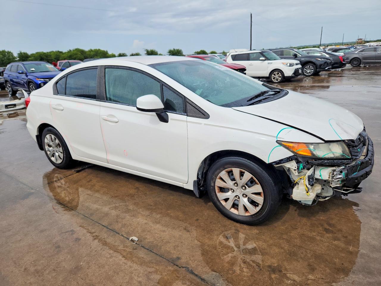 2012 Honda Civic Lx White vin: 2HGFB2F59CH607471