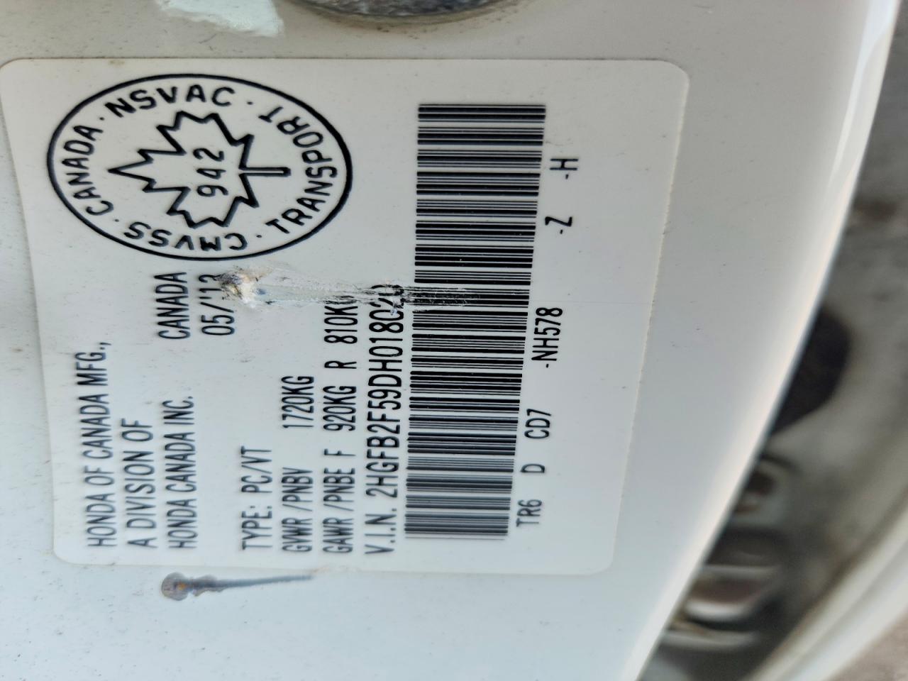 2013 Honda Civic Lx White vin: 2HGFB2F59DH018020