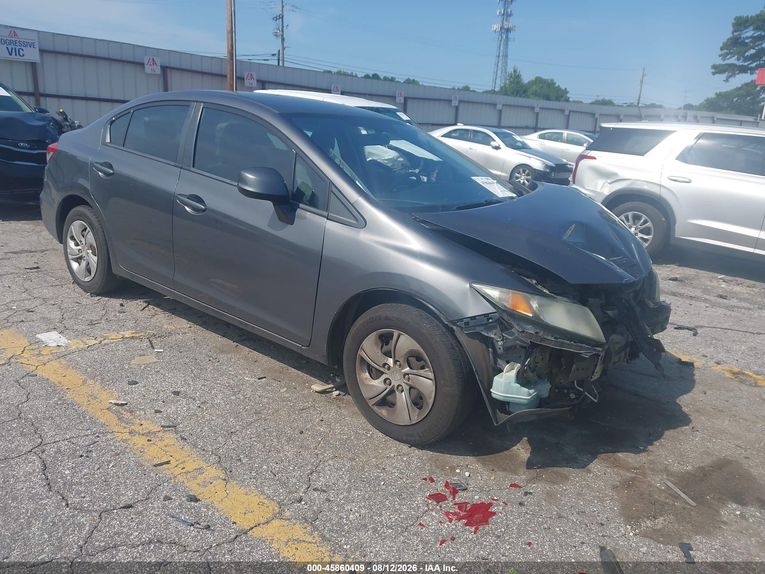 2013 Honda Civic Lx Серый vin: 2HGFB2F59DH574747