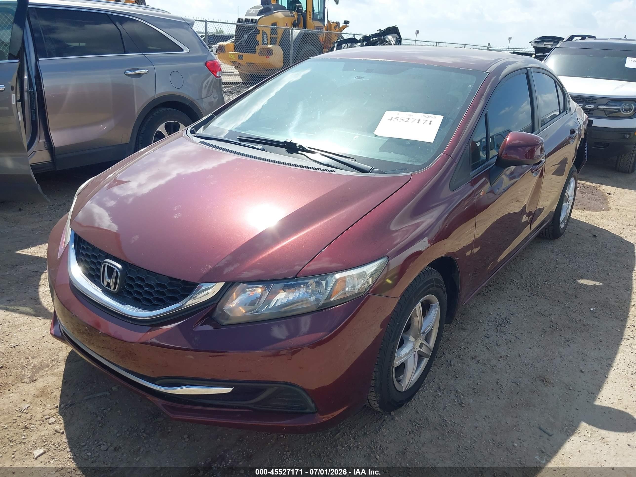 2013 Honda Civic Lx Бордовый vin: 2HGFB2F59DH585098