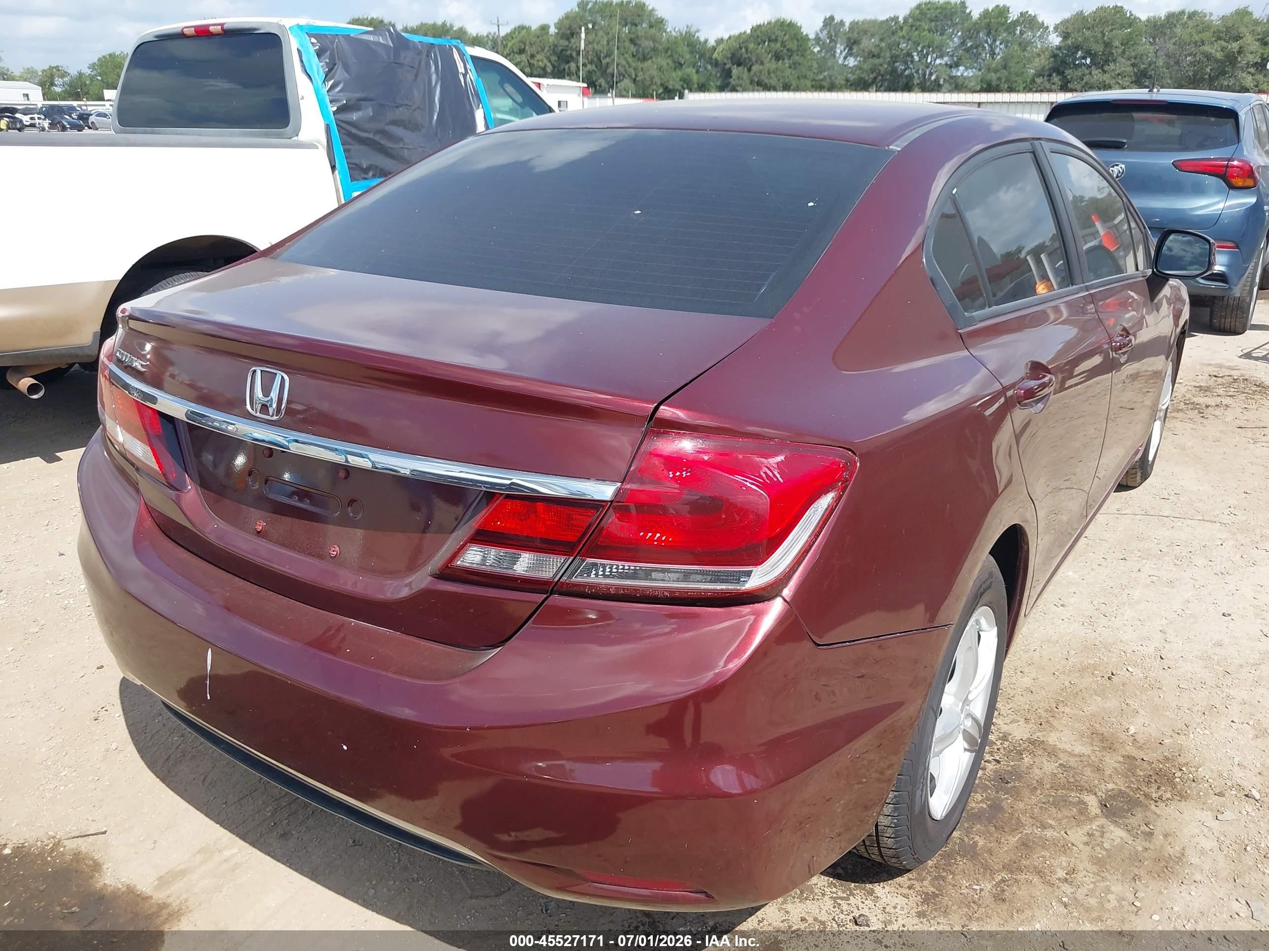 2013 Honda Civic Lx Бордовый vin: 2HGFB2F59DH585098