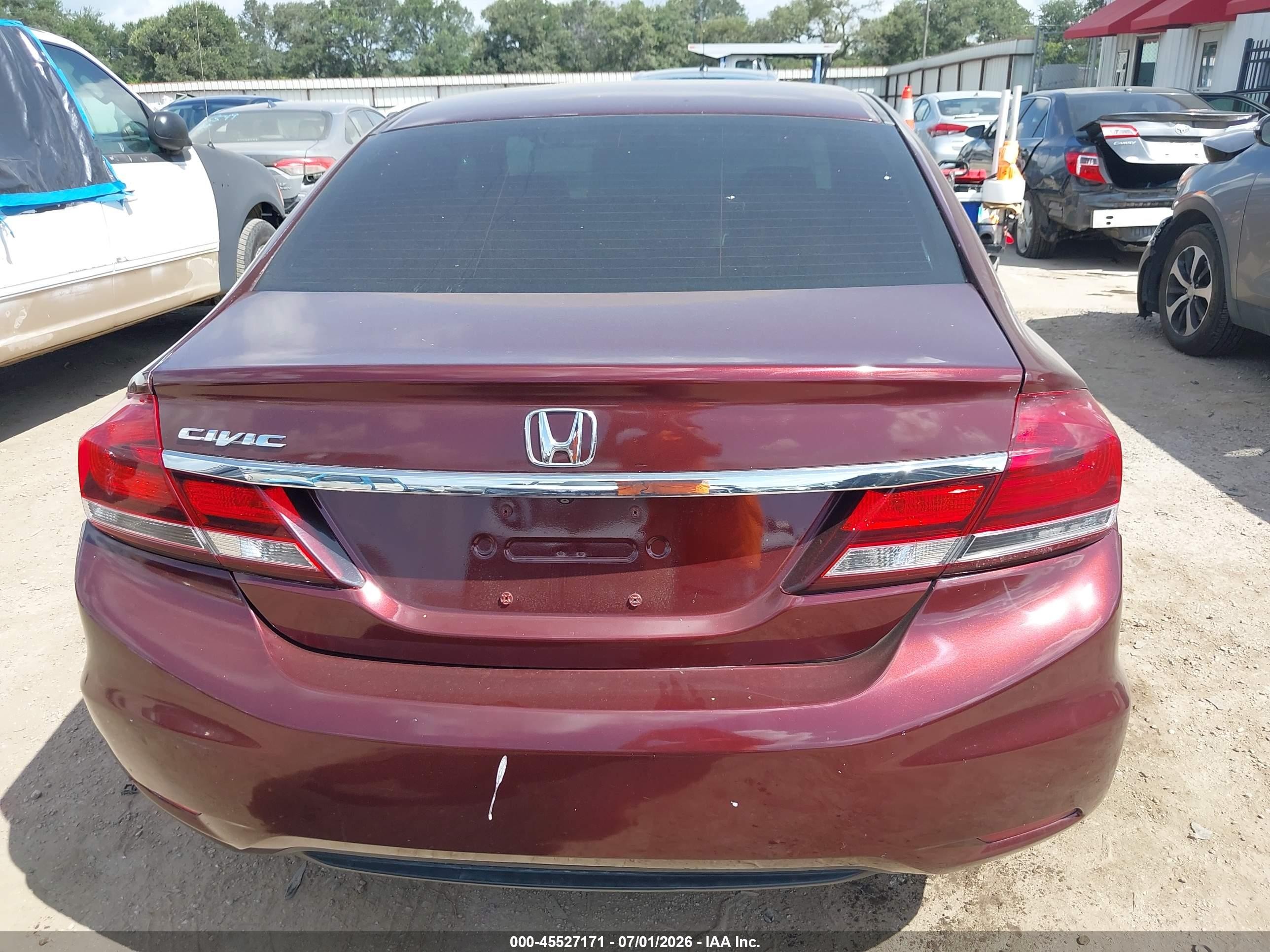 2013 Honda Civic Lx Бордовый vin: 2HGFB2F59DH585098
