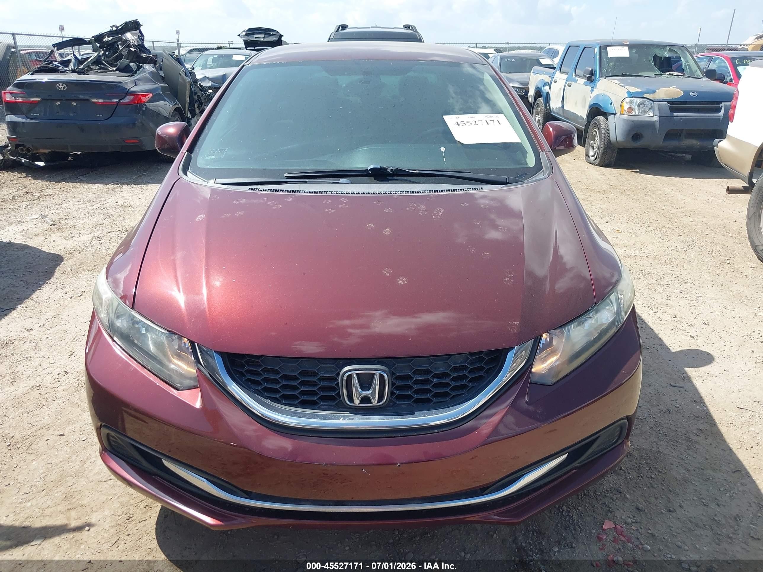 2013 Honda Civic Lx Бордовый vin: 2HGFB2F59DH585098