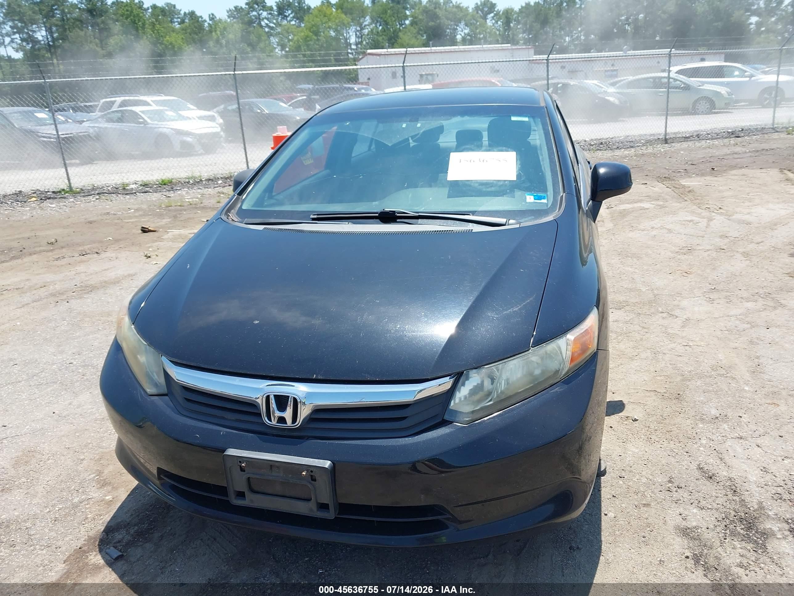 2012 Honda Civic Lx Black vin: 2HGFB2F5XCH304697