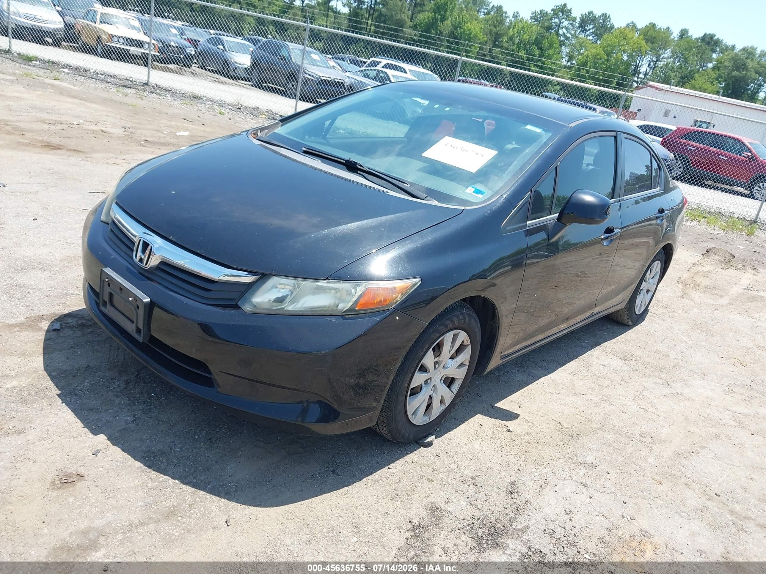 2012 Honda Civic Lx Black vin: 2HGFB2F5XCH304697