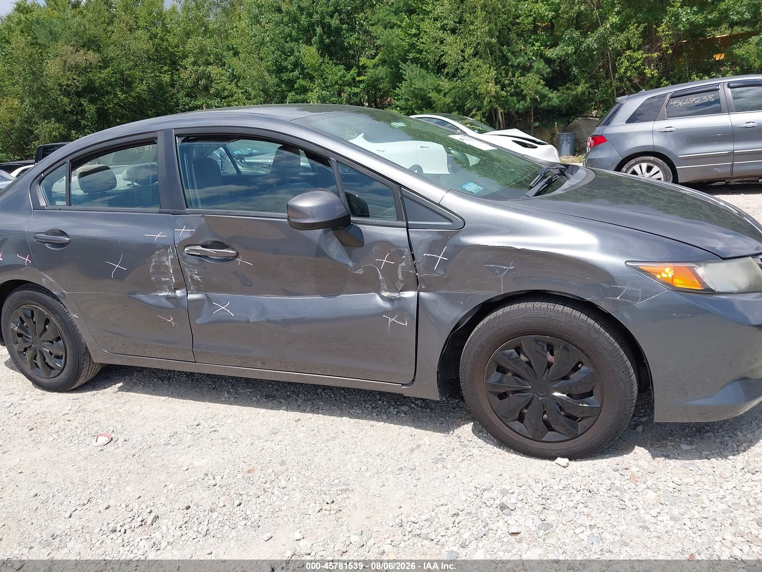 2012 Honda Civic Lx Gray vin: 2HGFB2F5XCH304814