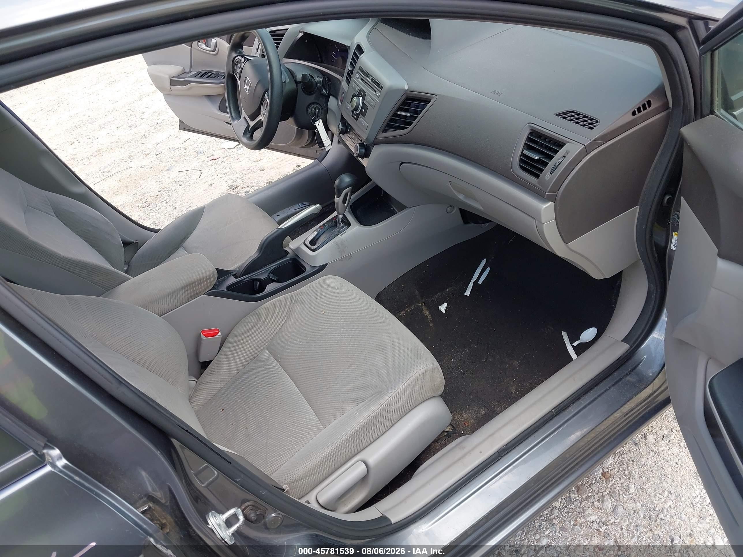 2012 Honda Civic Lx Gray vin: 2HGFB2F5XCH304814