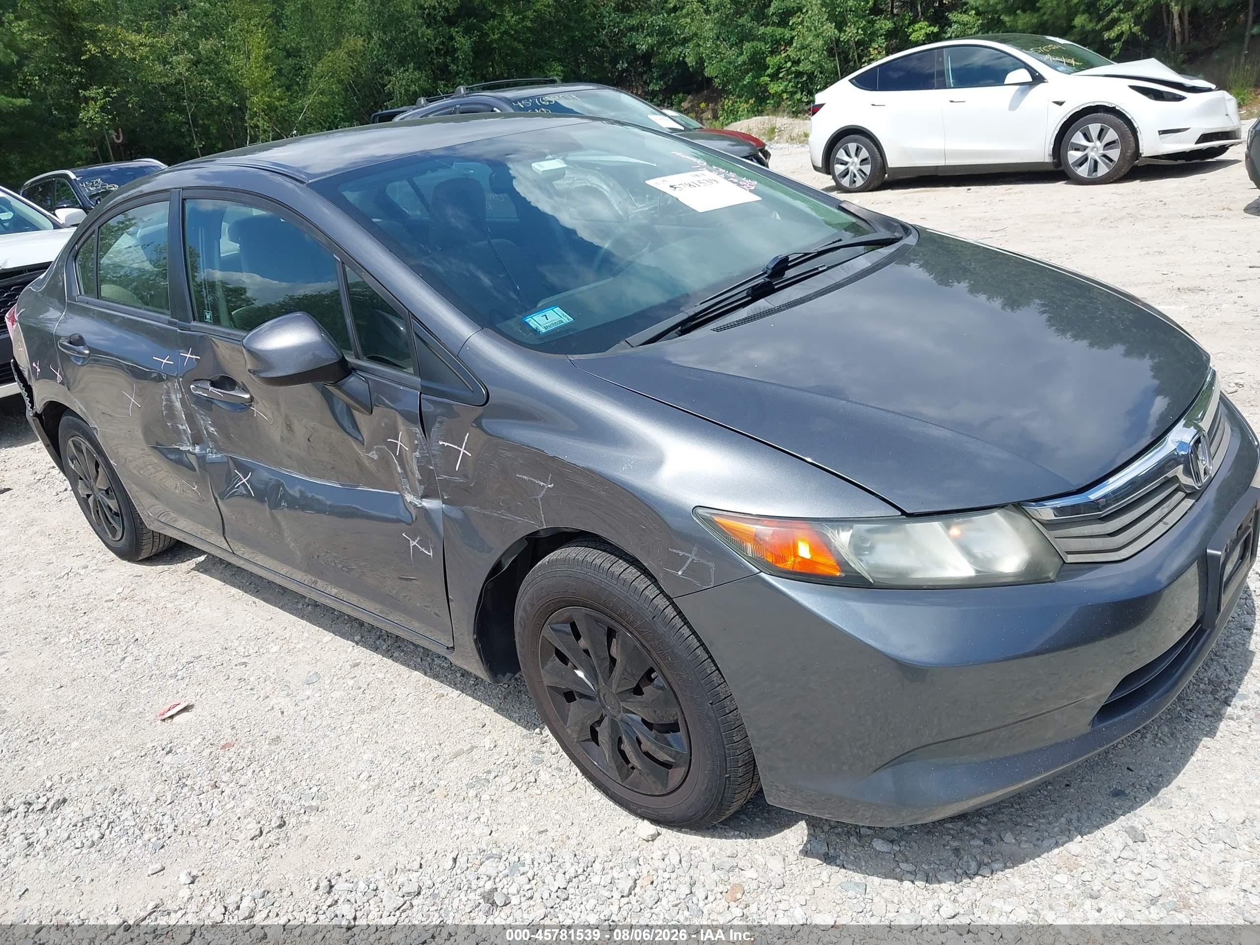 2012 Honda Civic Lx Gray vin: 2HGFB2F5XCH304814