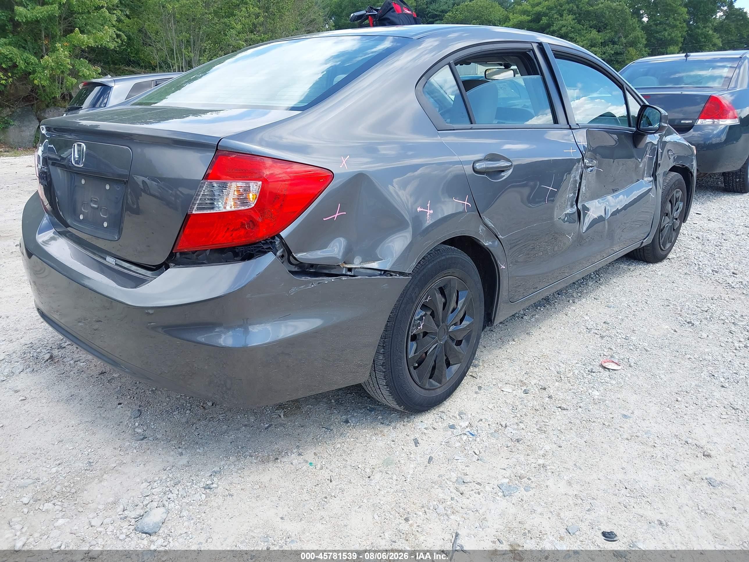 2012 Honda Civic Lx Gray vin: 2HGFB2F5XCH304814