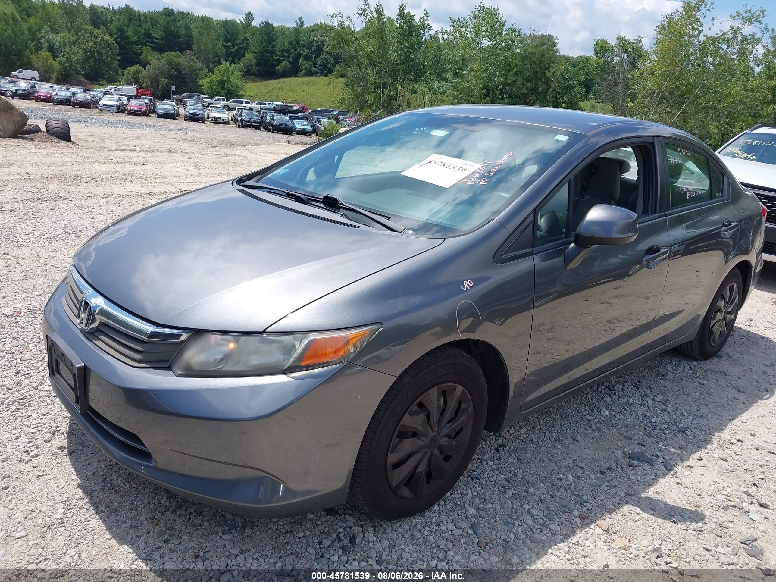 2012 Honda Civic Lx Gray vin: 2HGFB2F5XCH304814