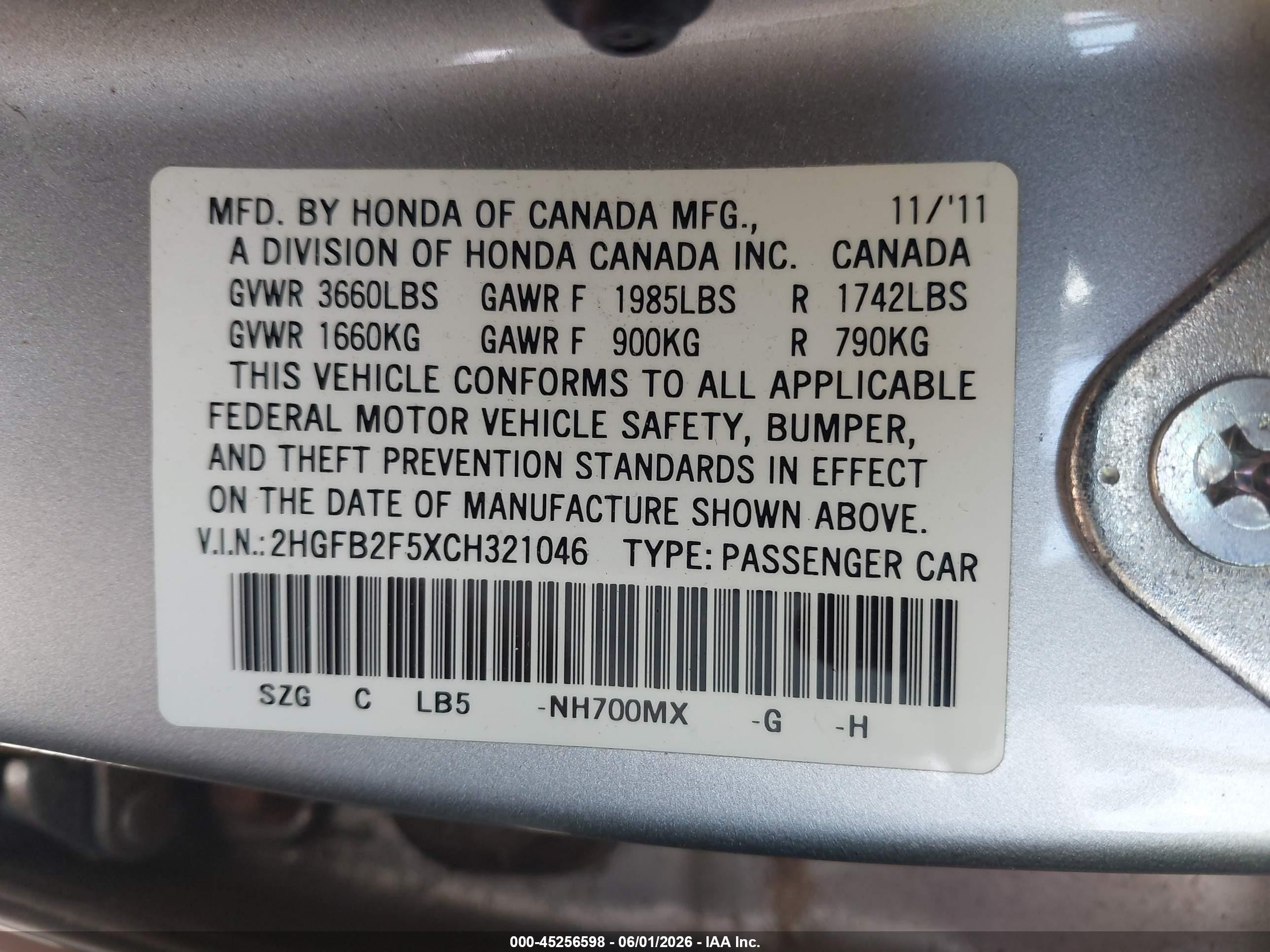 2012 Honda Civic Lx Silver vin: 2HGFB2F5XCH321046
