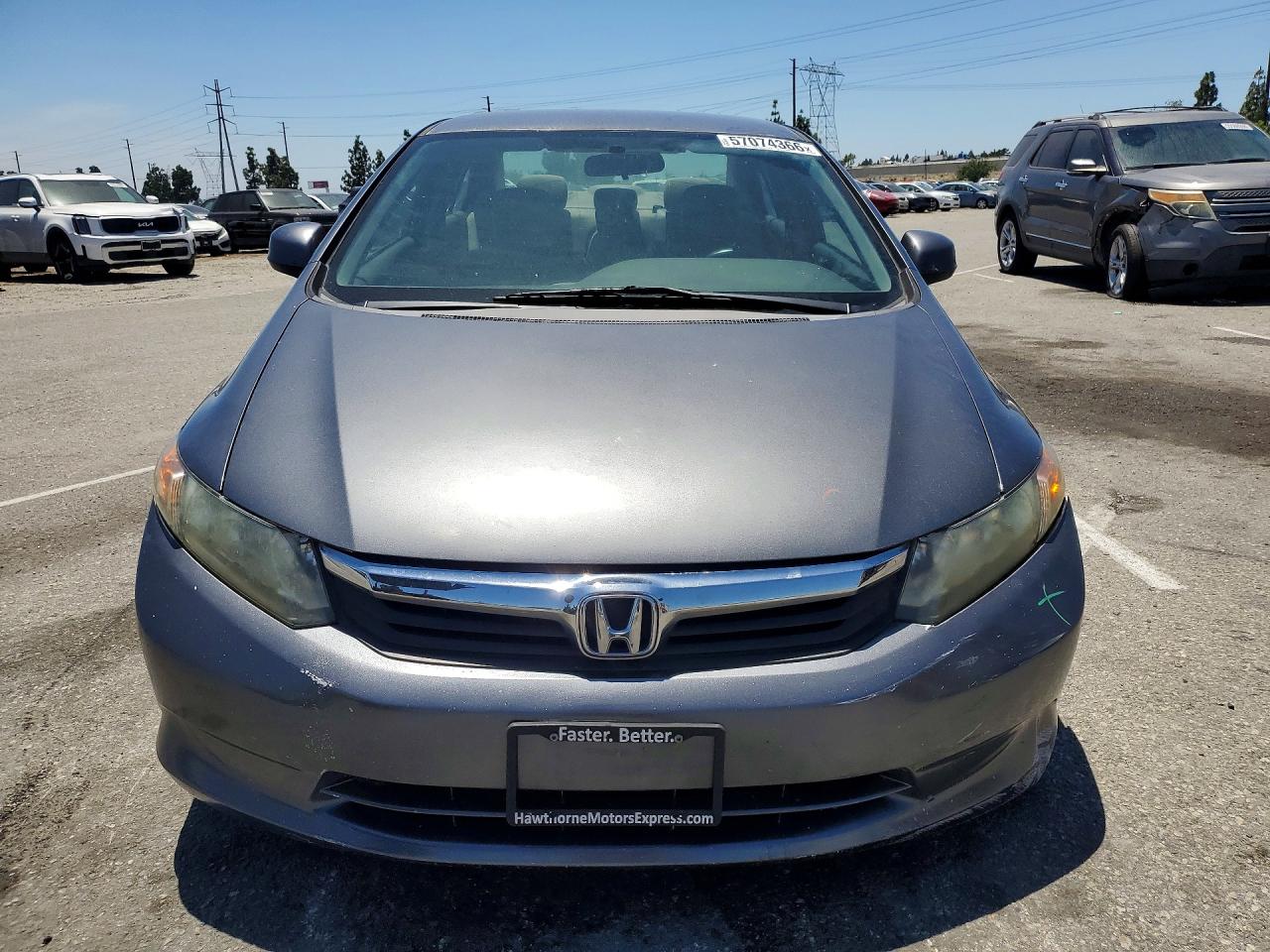 2012 Honda Civic Lx Gray vin: 2HGFB2F5XCH322309