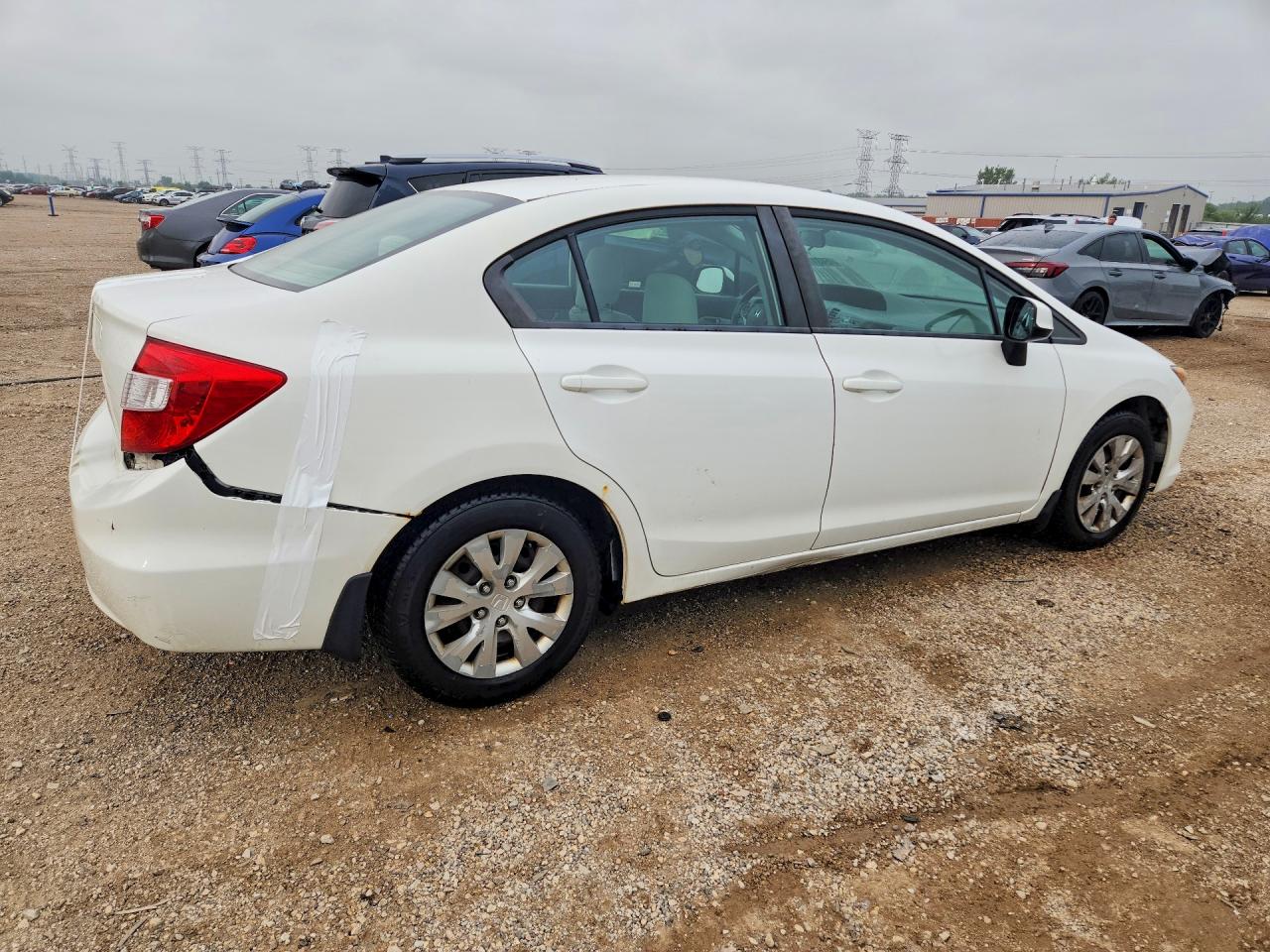 2012 Honda Civic Lx White vin: 2HGFB2F5XCH324111
