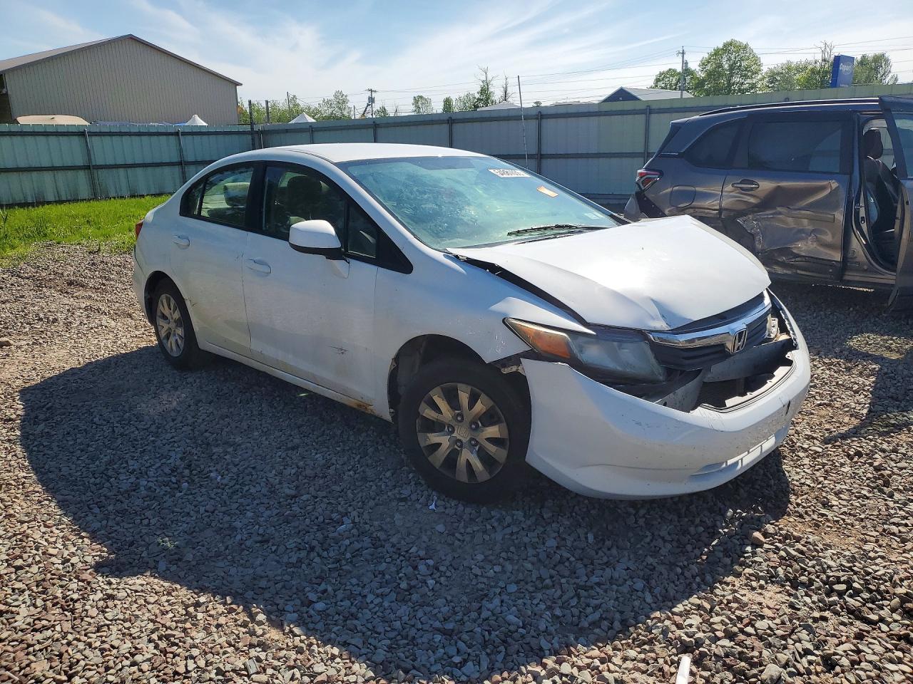 2012 Honda Civic Lx White vin: 2HGFB2F5XCH326635