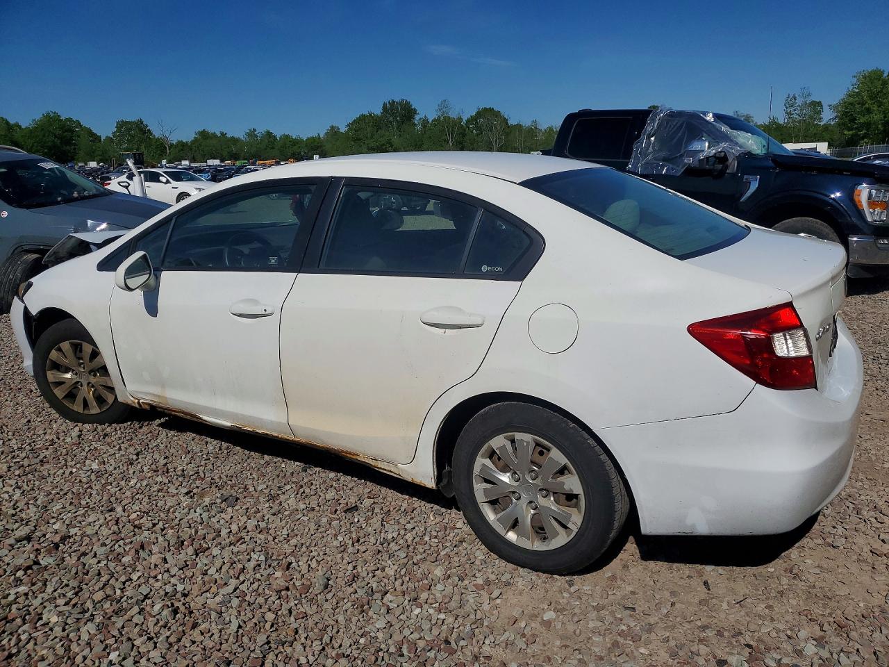 2012 Honda Civic Lx White vin: 2HGFB2F5XCH326635