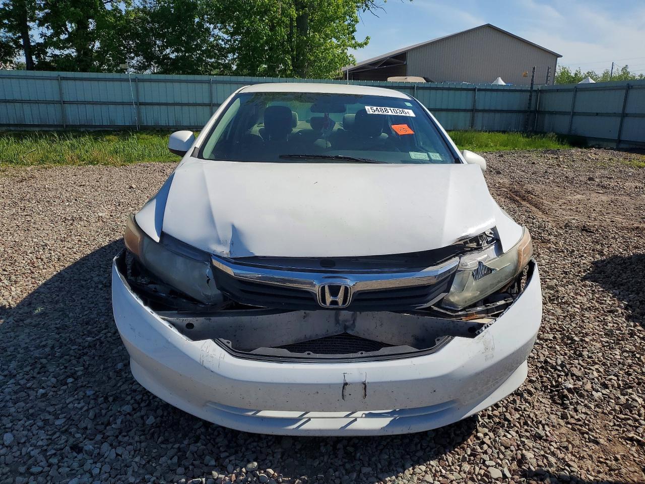 2012 Honda Civic Lx White vin: 2HGFB2F5XCH326635