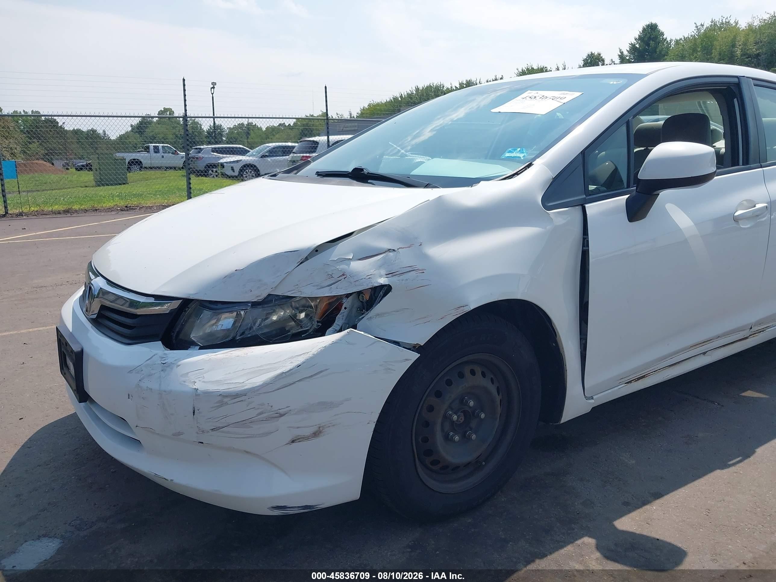 2012 Honda Civic Lx Белый vin: 2HGFB2F5XCH330393