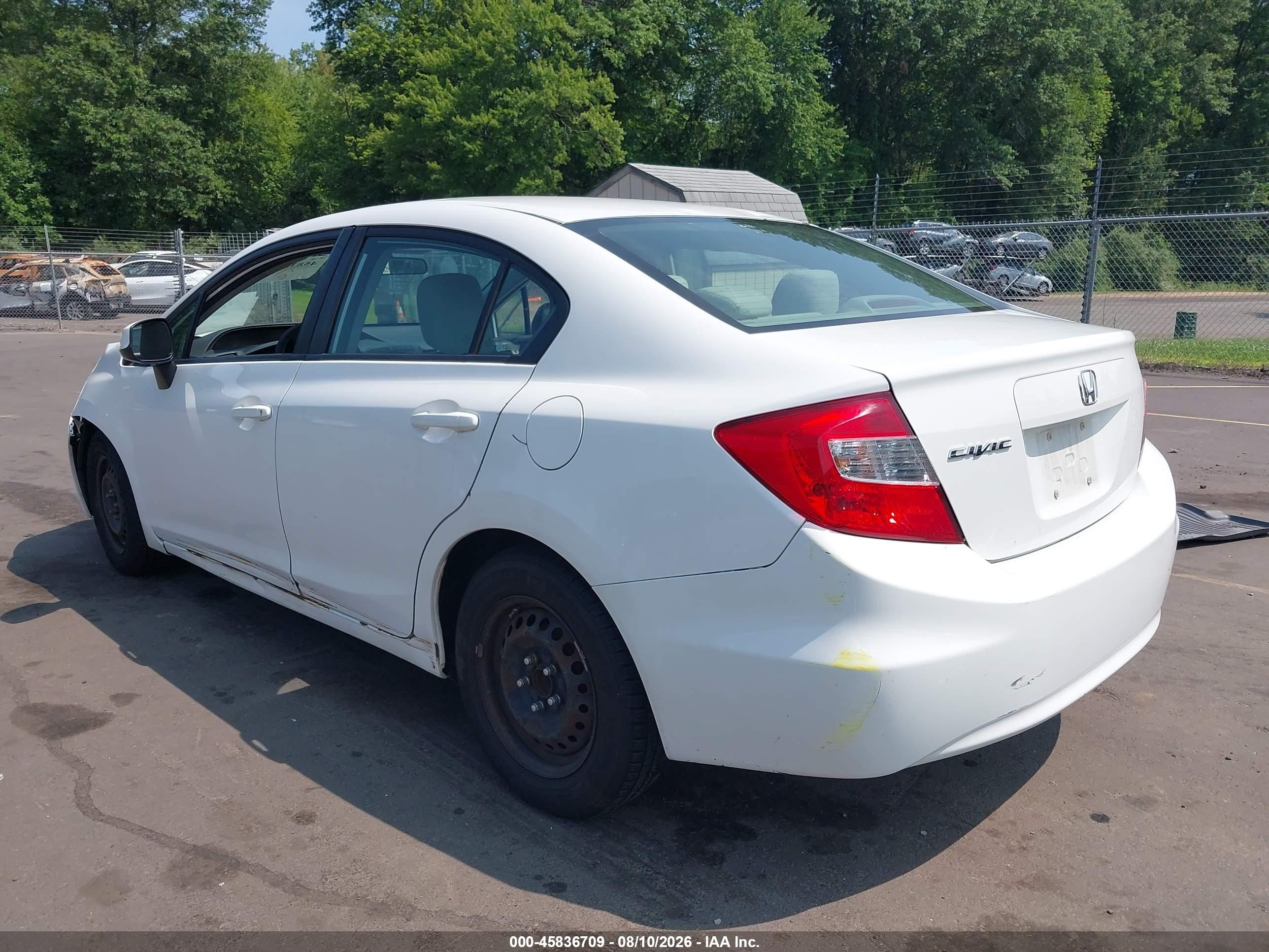 2012 Honda Civic Lx Белый vin: 2HGFB2F5XCH330393