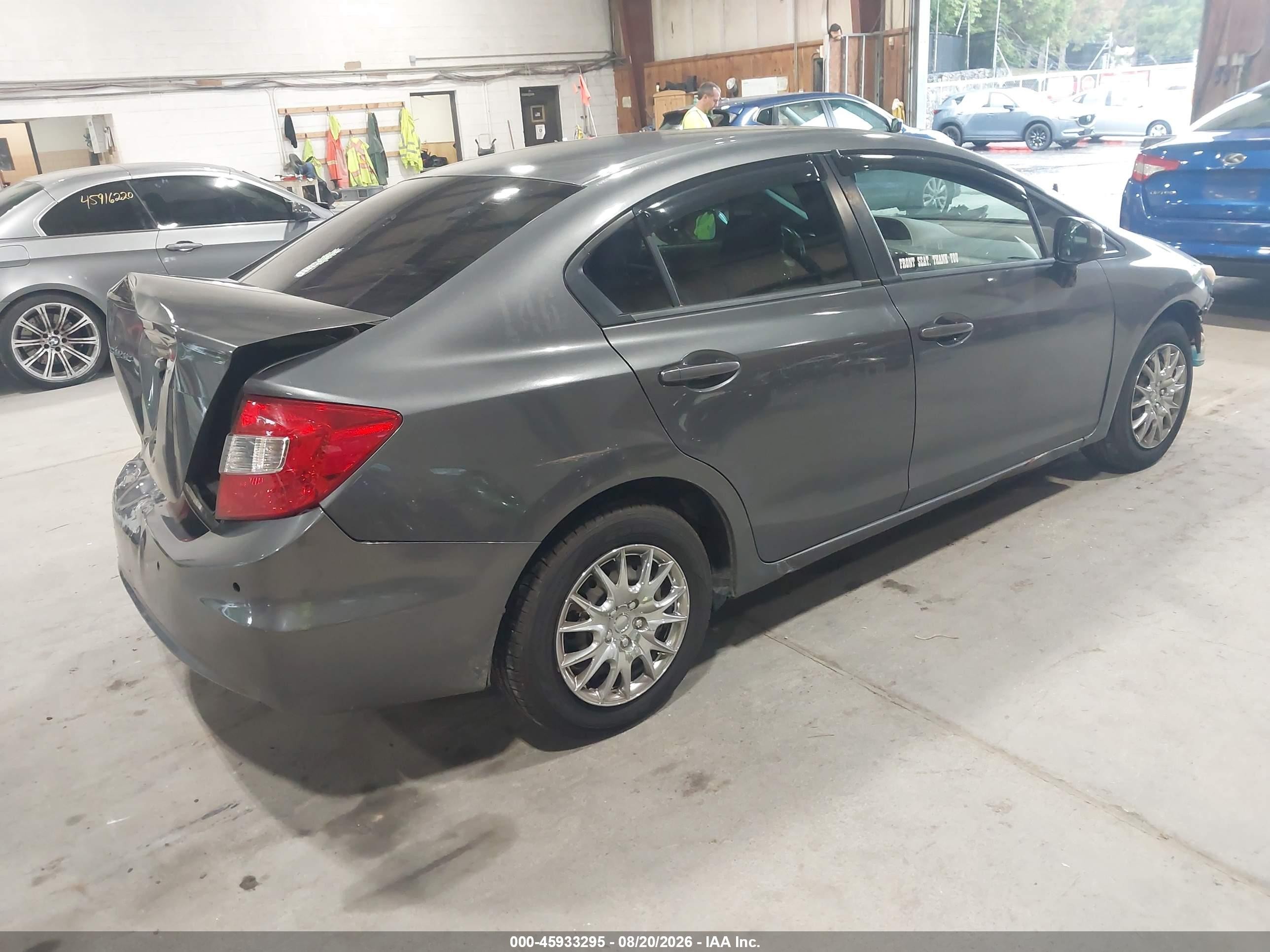 2012 Honda Civic Lx Gray vin: 2HGFB2F5XCH332497