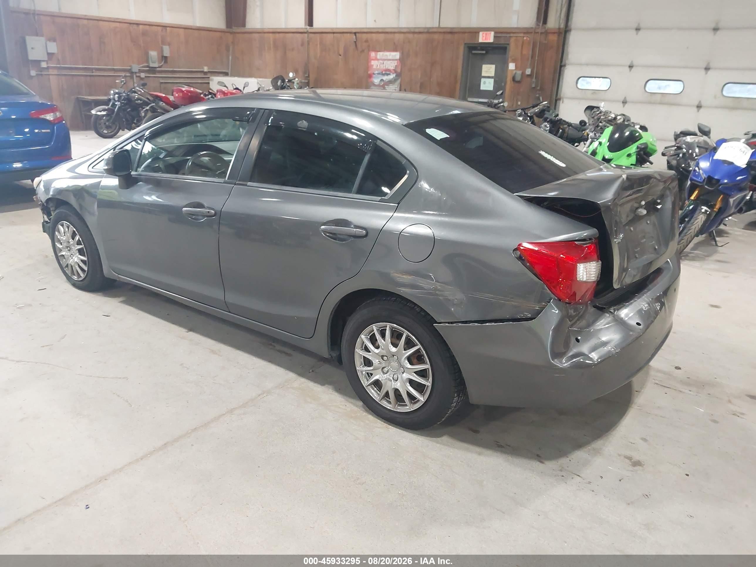 2012 Honda Civic Lx Gray vin: 2HGFB2F5XCH332497