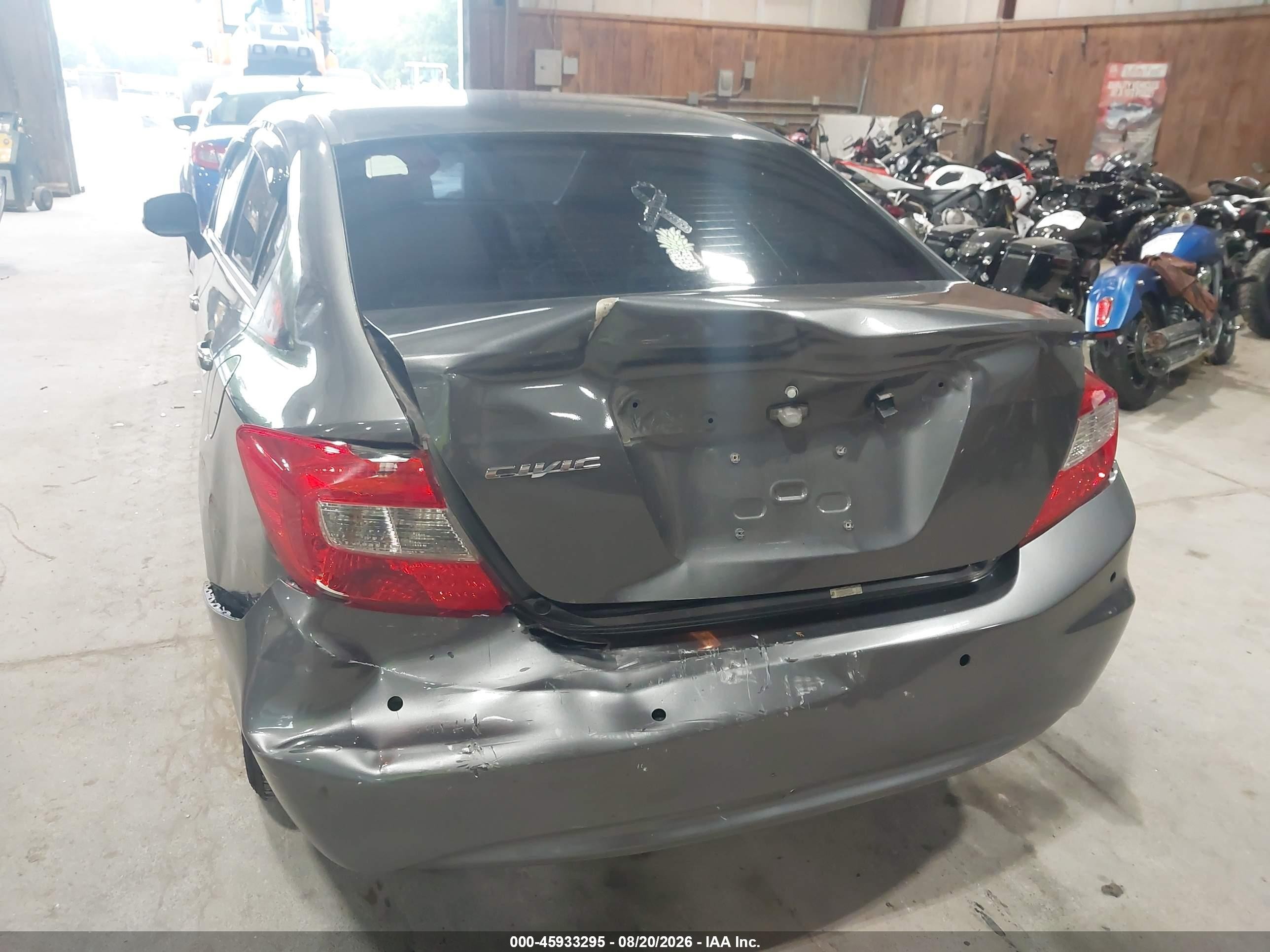 2012 Honda Civic Lx Gray vin: 2HGFB2F5XCH332497