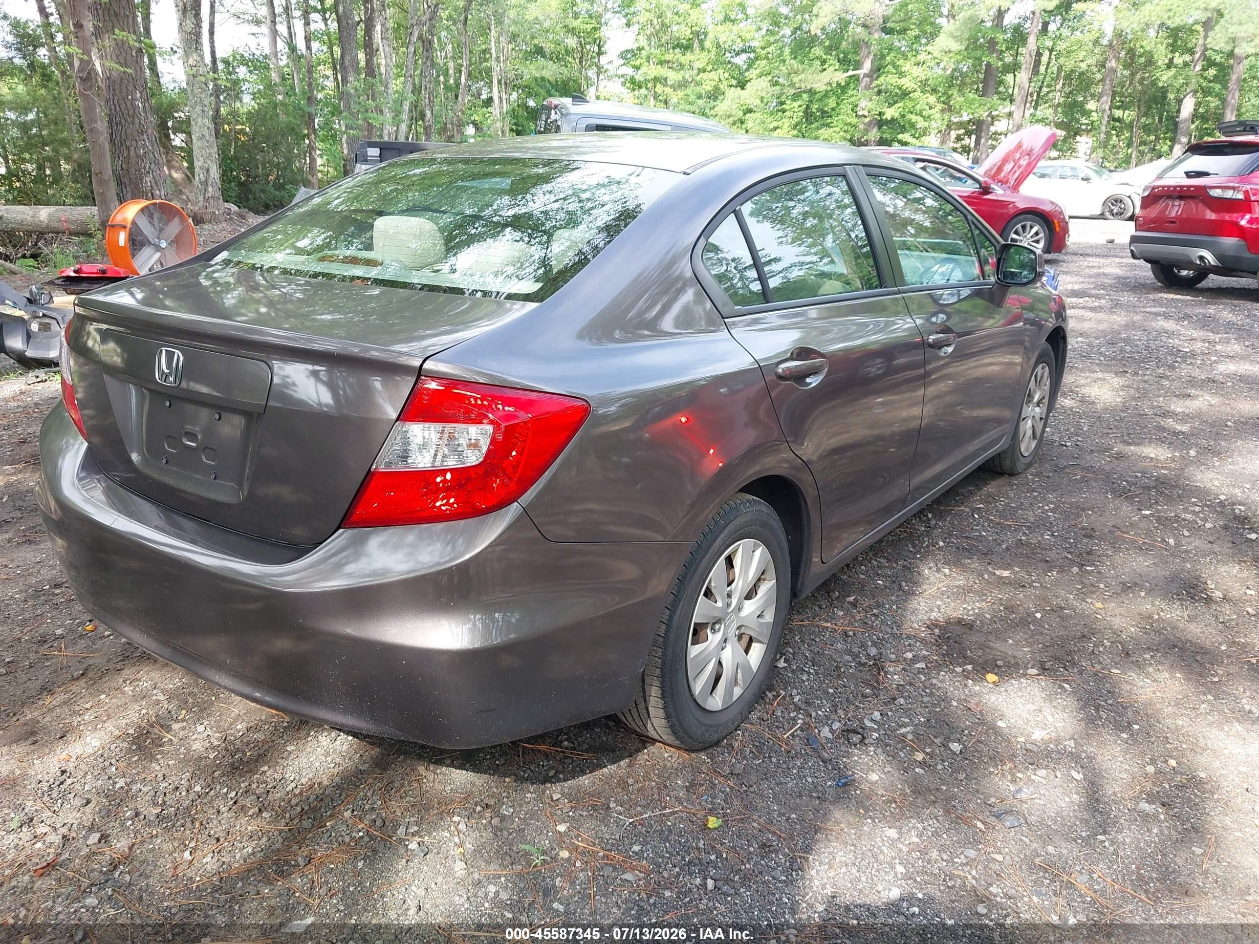 2012 Honda Civic Lx Gray vin: 2HGFB2F5XCH503460