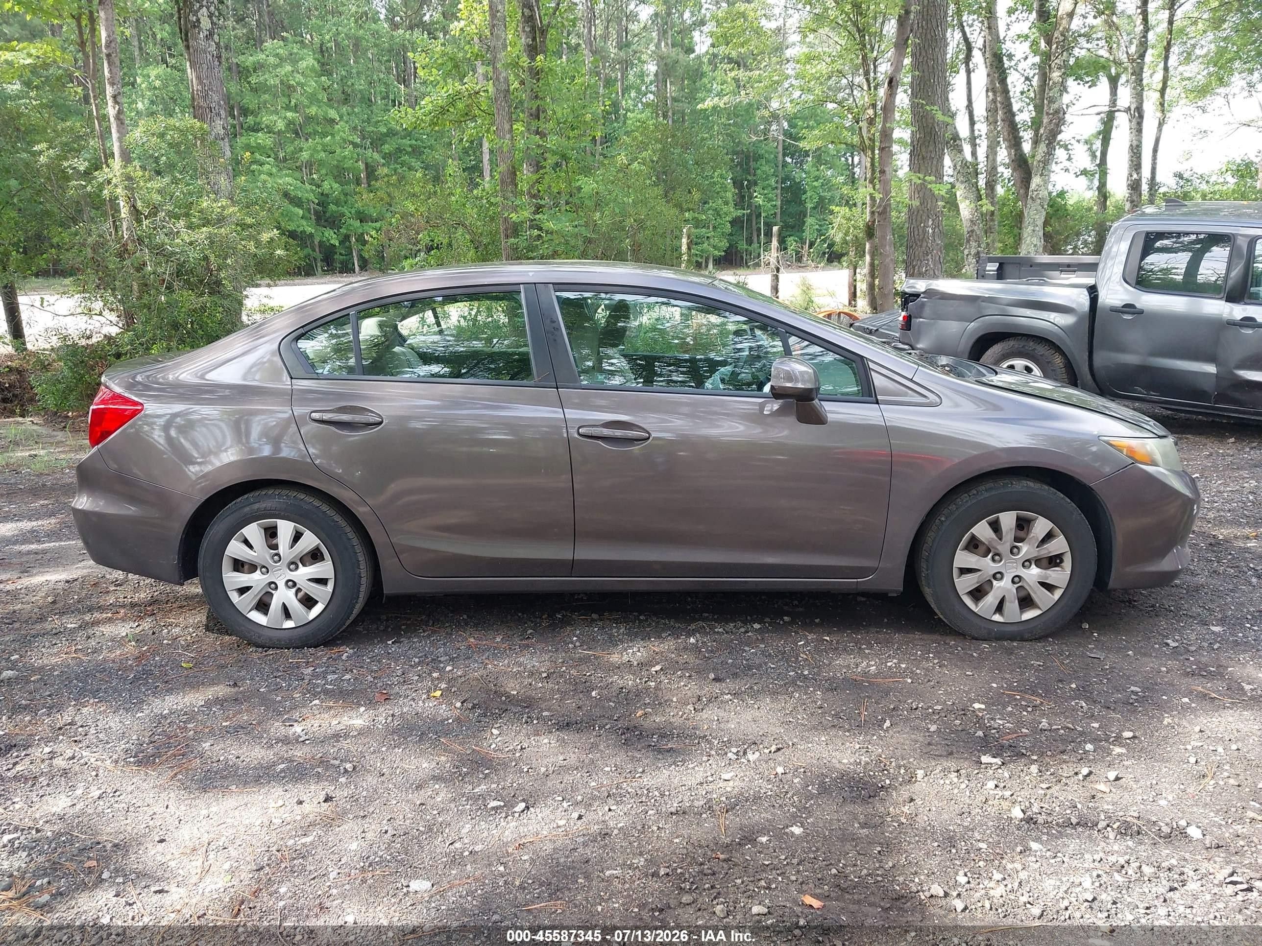 2012 Honda Civic Lx Gray vin: 2HGFB2F5XCH503460