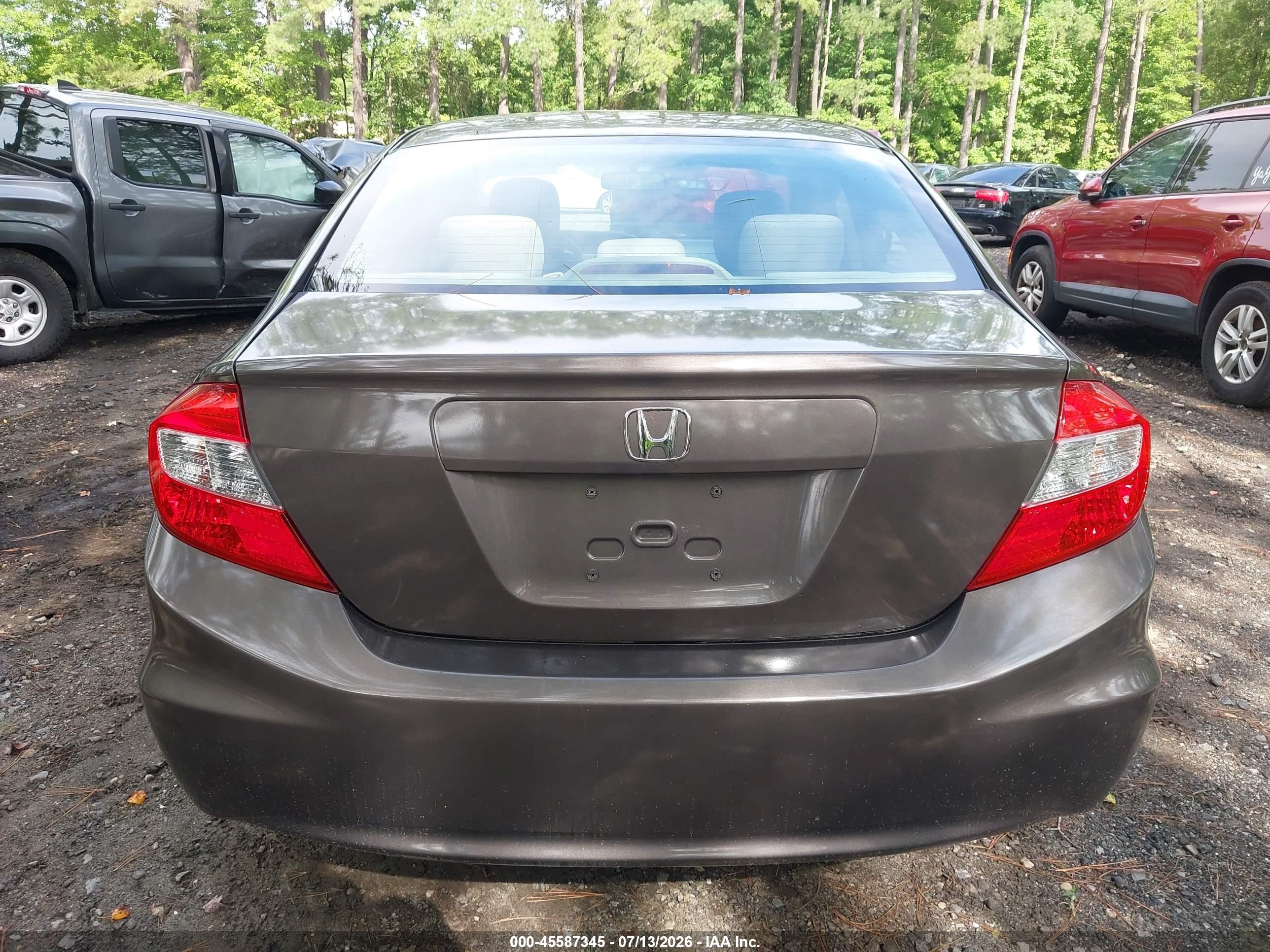 2012 Honda Civic Lx Gray vin: 2HGFB2F5XCH503460