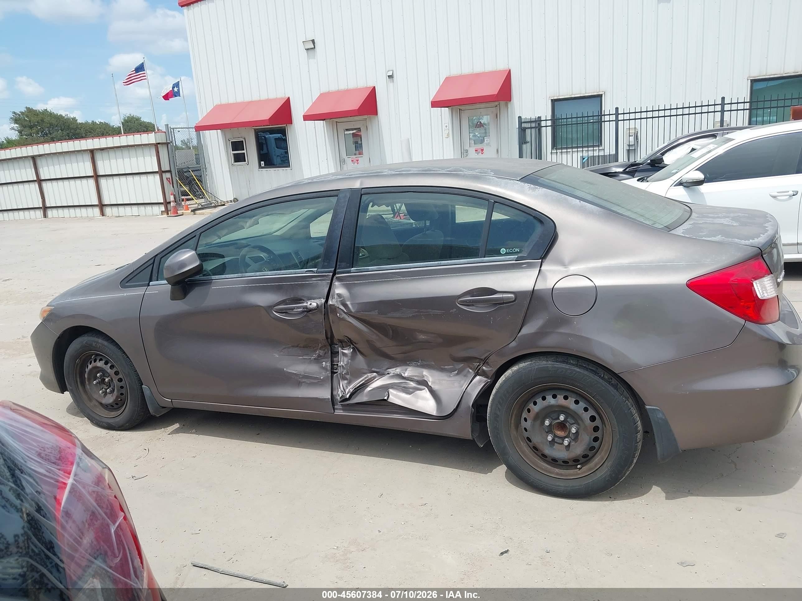 2012 Honda Civic Lx Brown vin: 2HGFB2F5XCH524566