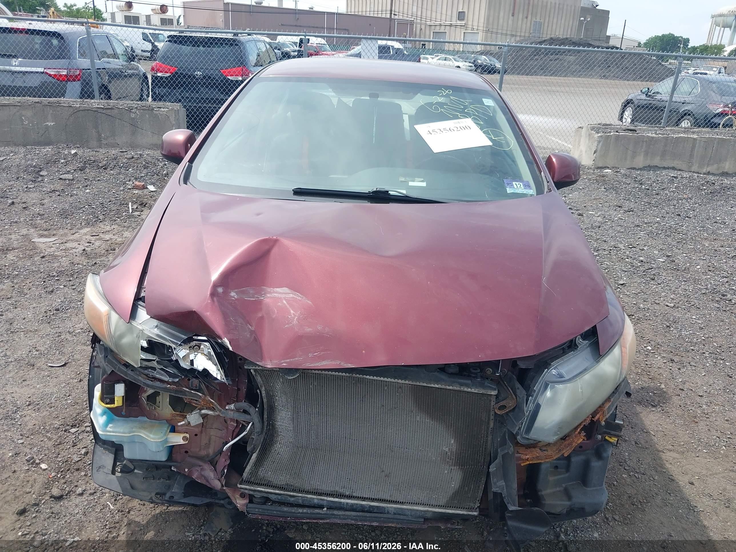 2012 Honda Civic Lx Бордовый vin: 2HGFB2F5XCH533459