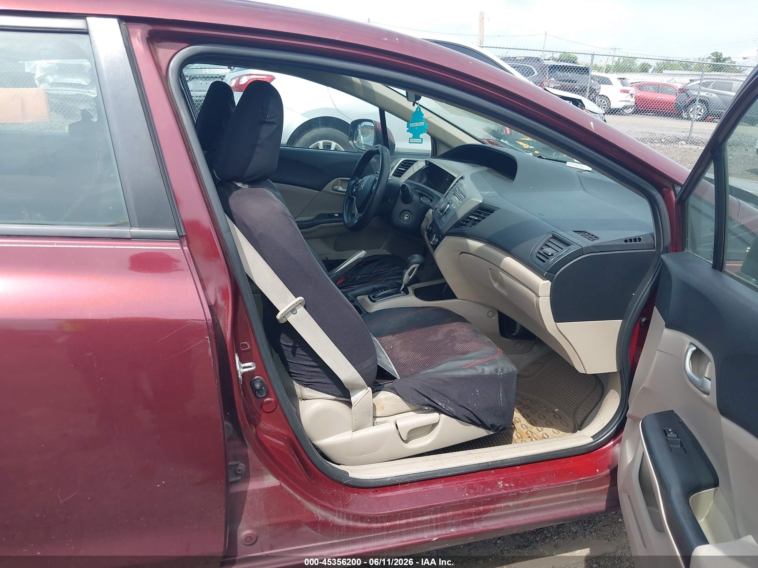2012 Honda Civic Lx Бордовый vin: 2HGFB2F5XCH533459