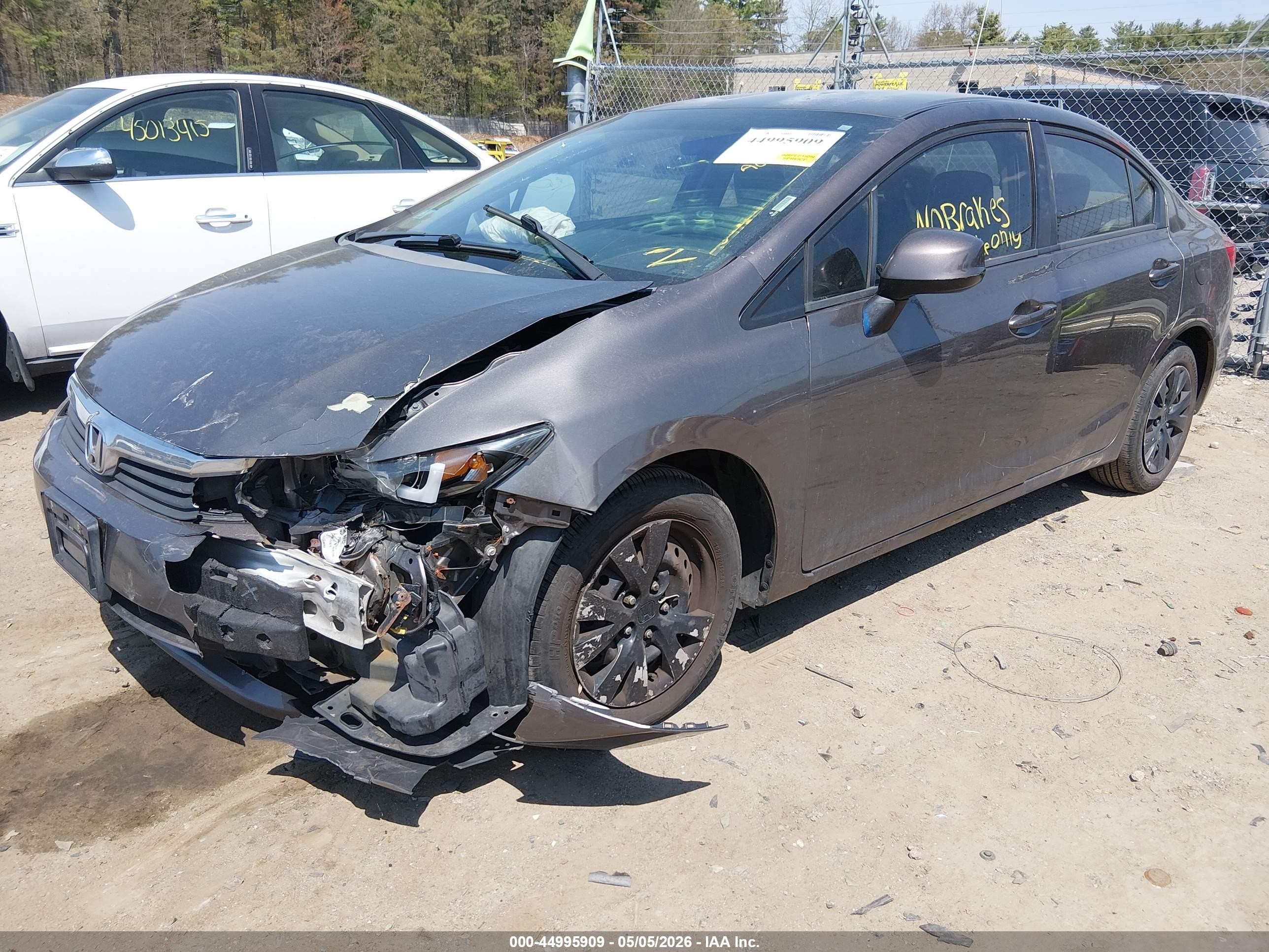 2012 Honda Civic Lx Gray vin: 2HGFB2F5XCH537978