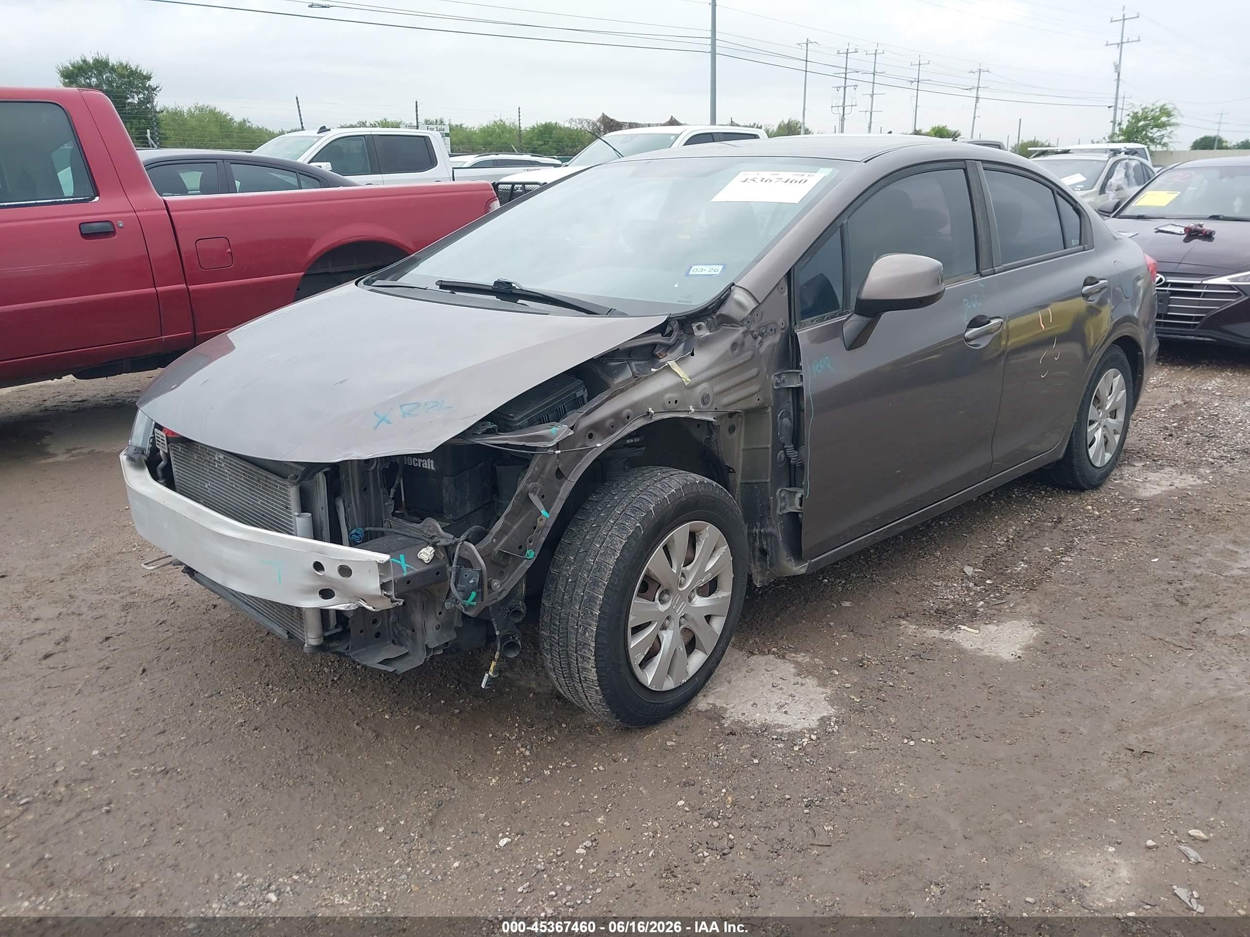 2012 Honda Civic Lx Серый vin: 2HGFB2F5XCH541674