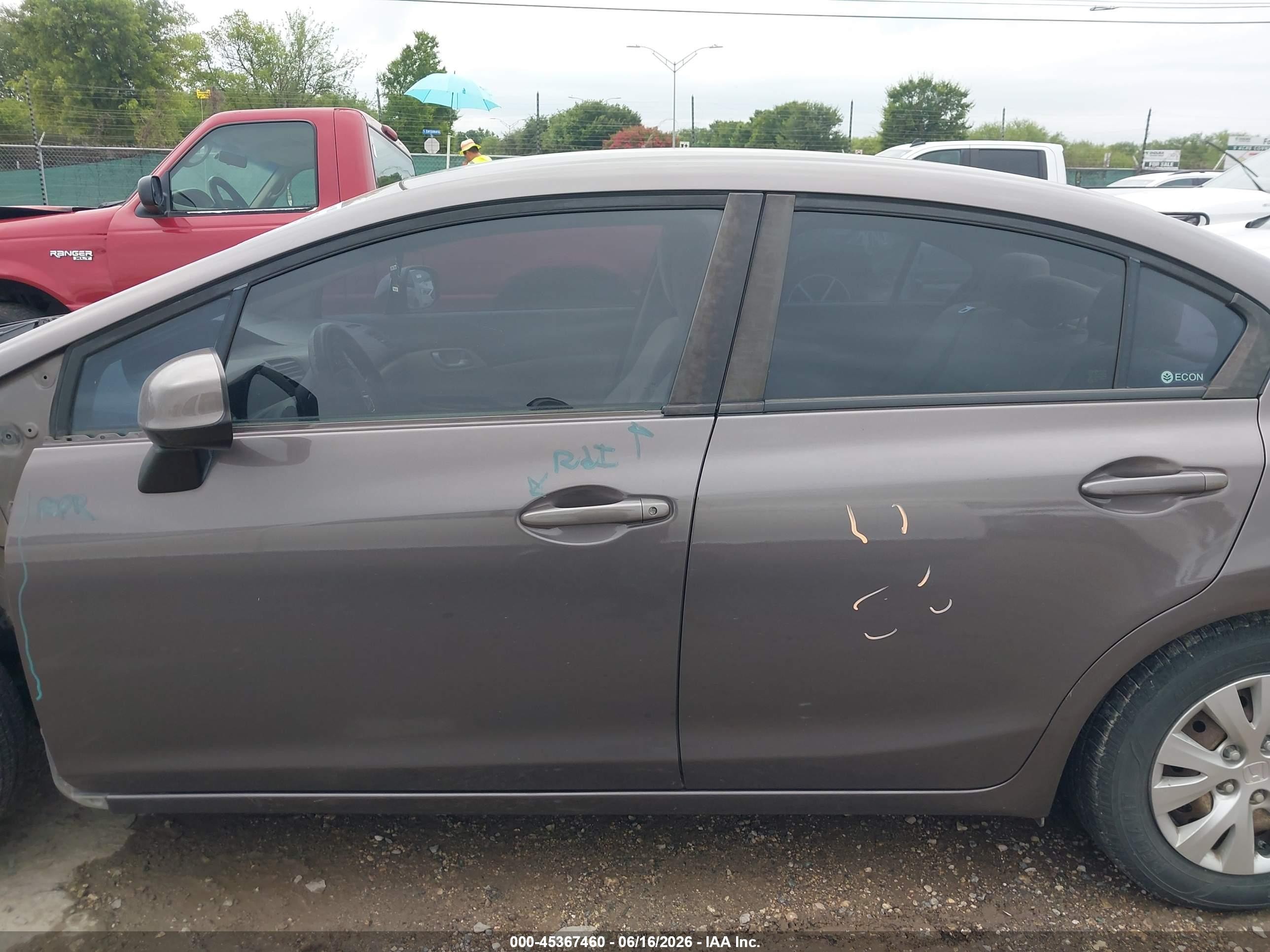 2012 Honda Civic Lx Серый vin: 2HGFB2F5XCH541674