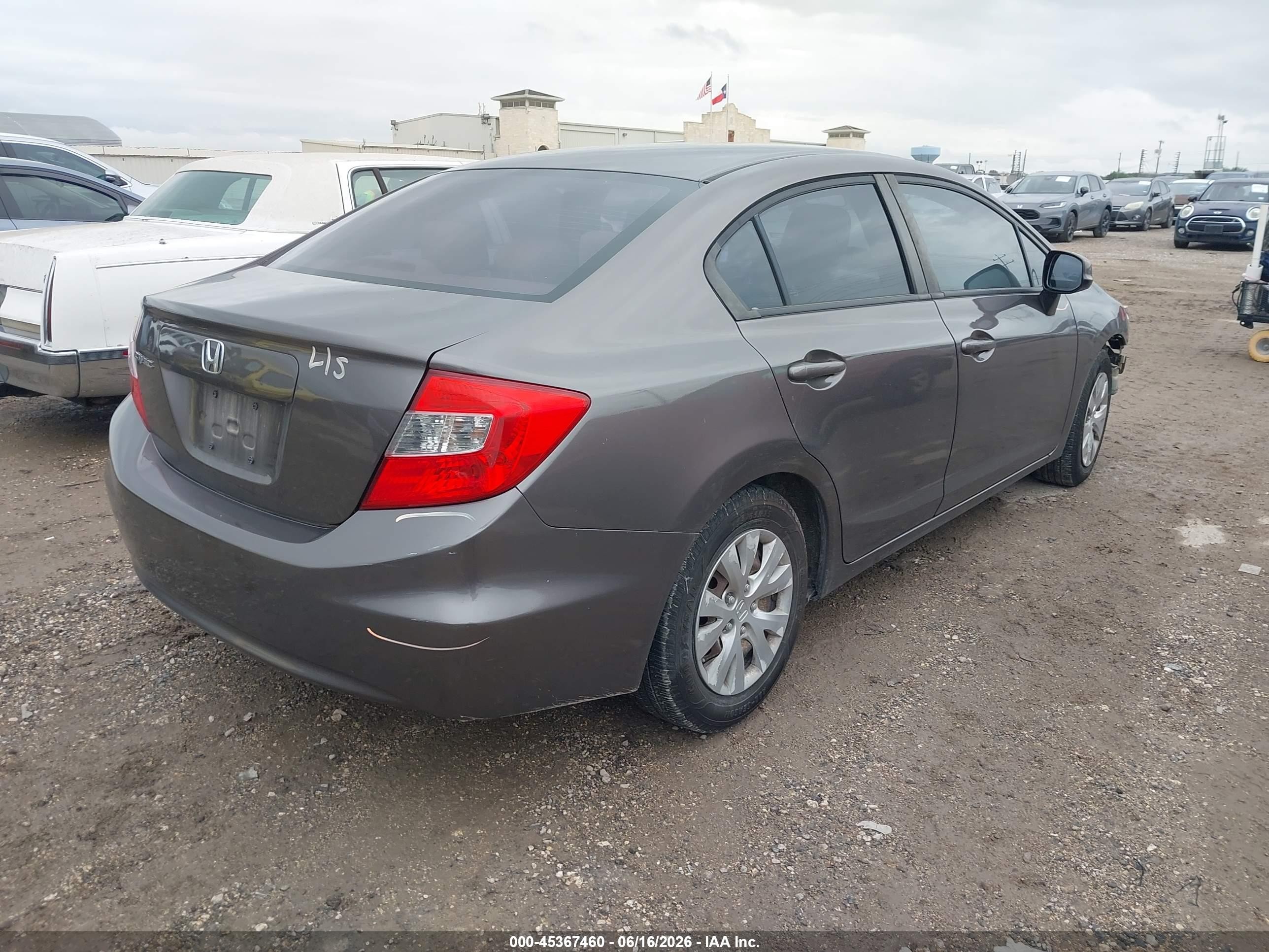 2012 Honda Civic Lx Серый vin: 2HGFB2F5XCH541674