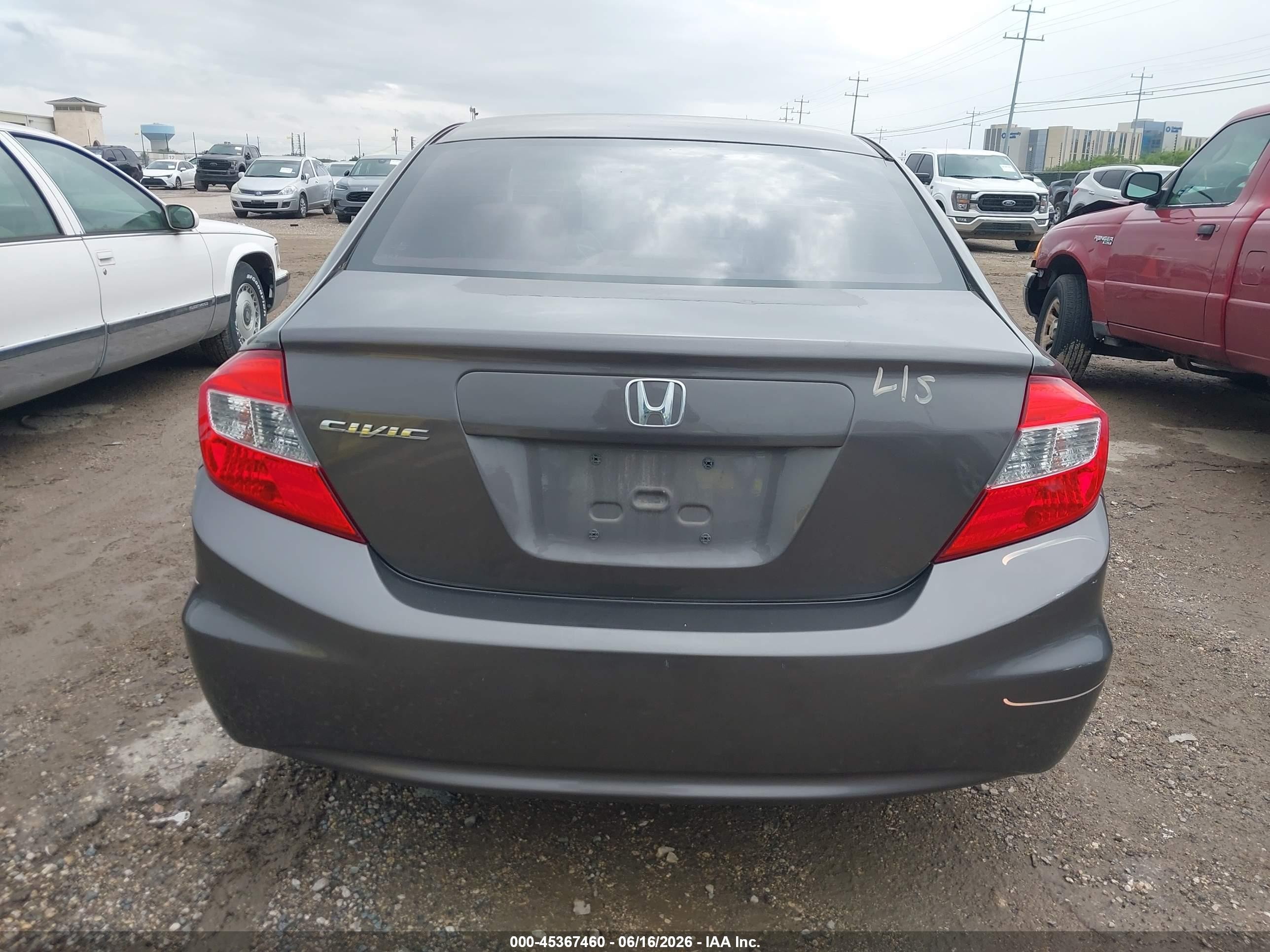 2012 Honda Civic Lx Серый vin: 2HGFB2F5XCH541674