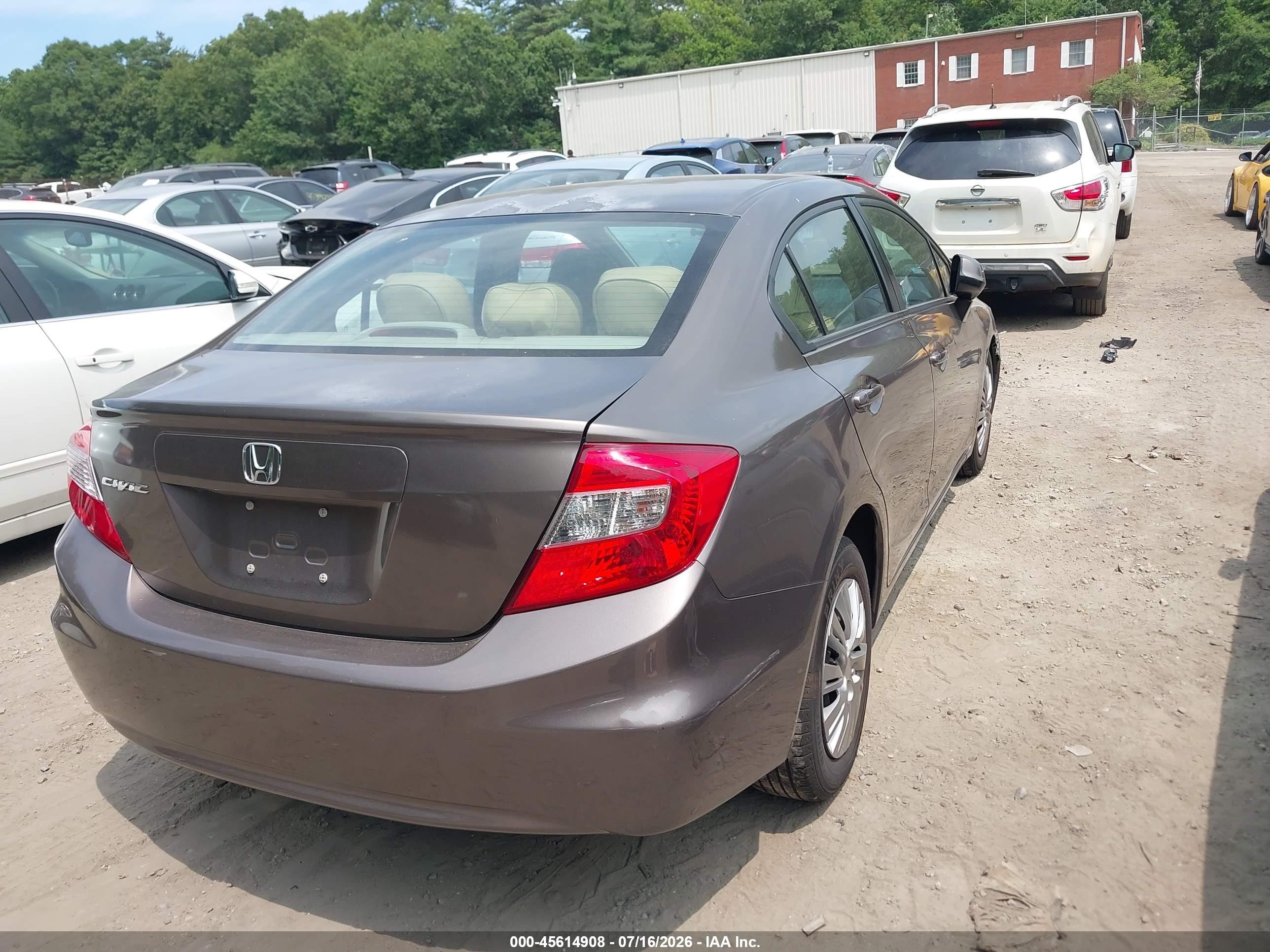 2012 Honda Civic Lx Brown vin: 2HGFB2F5XCH554246