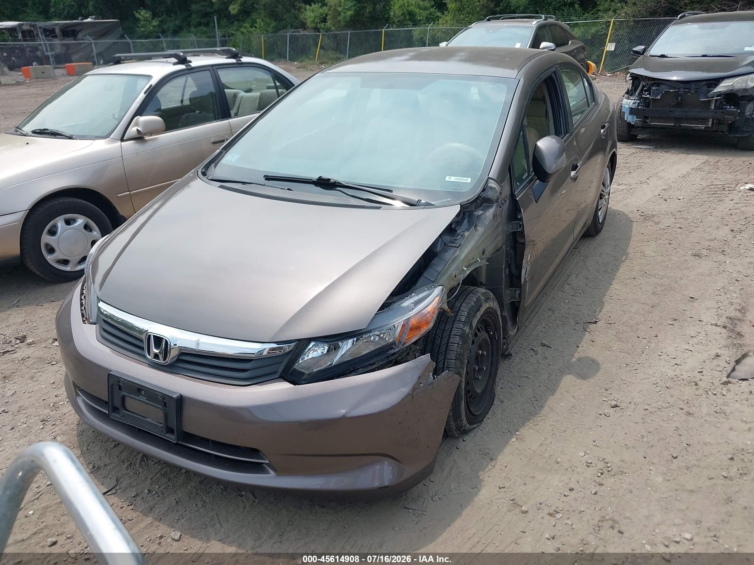 2012 Honda Civic Lx Brown vin: 2HGFB2F5XCH554246