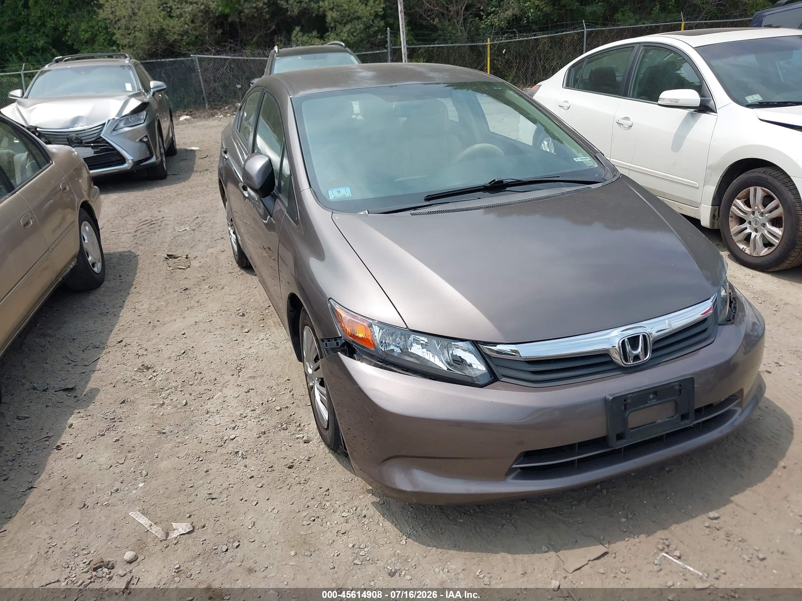2012 Honda Civic Lx Brown vin: 2HGFB2F5XCH554246