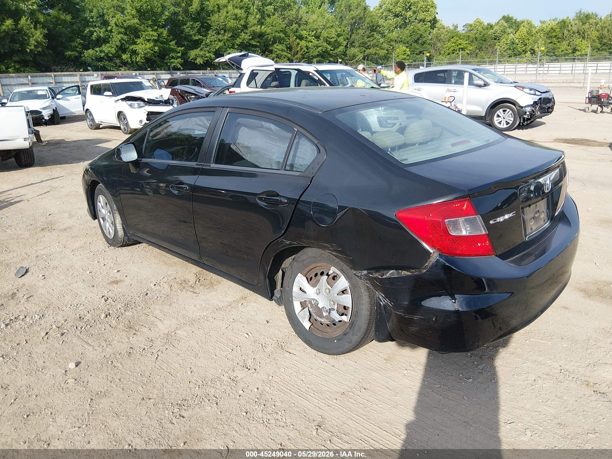 2012 Honda Civic Lx Black vin: 2HGFB2F5XCH564677