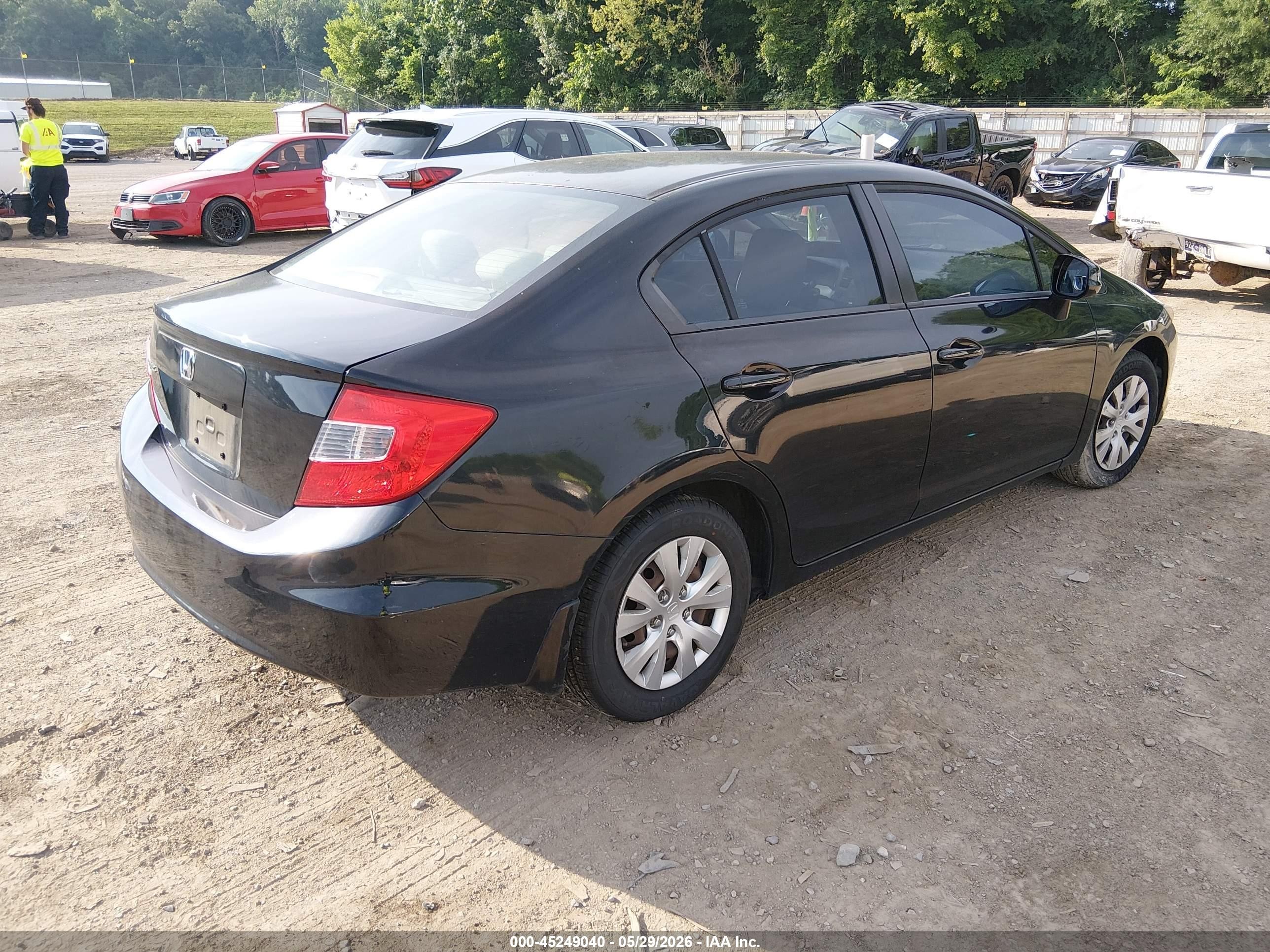 2012 Honda Civic Lx Black vin: 2HGFB2F5XCH564677