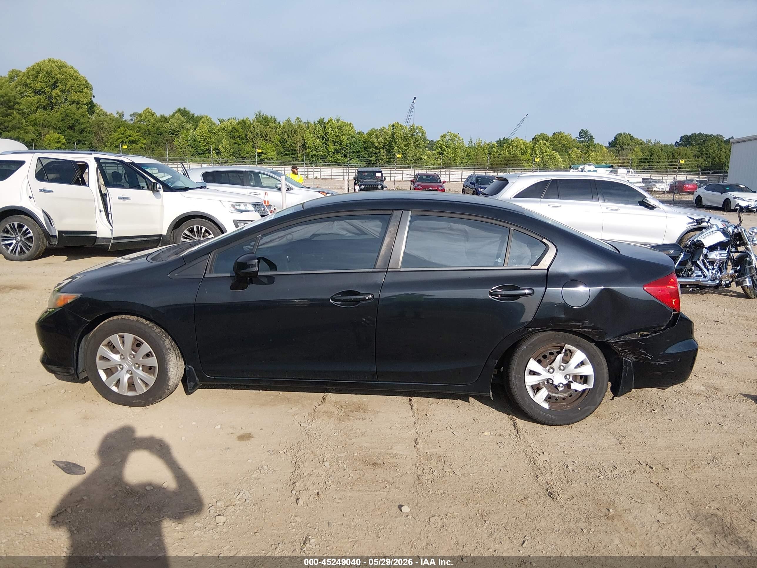 2012 Honda Civic Lx Black vin: 2HGFB2F5XCH564677
